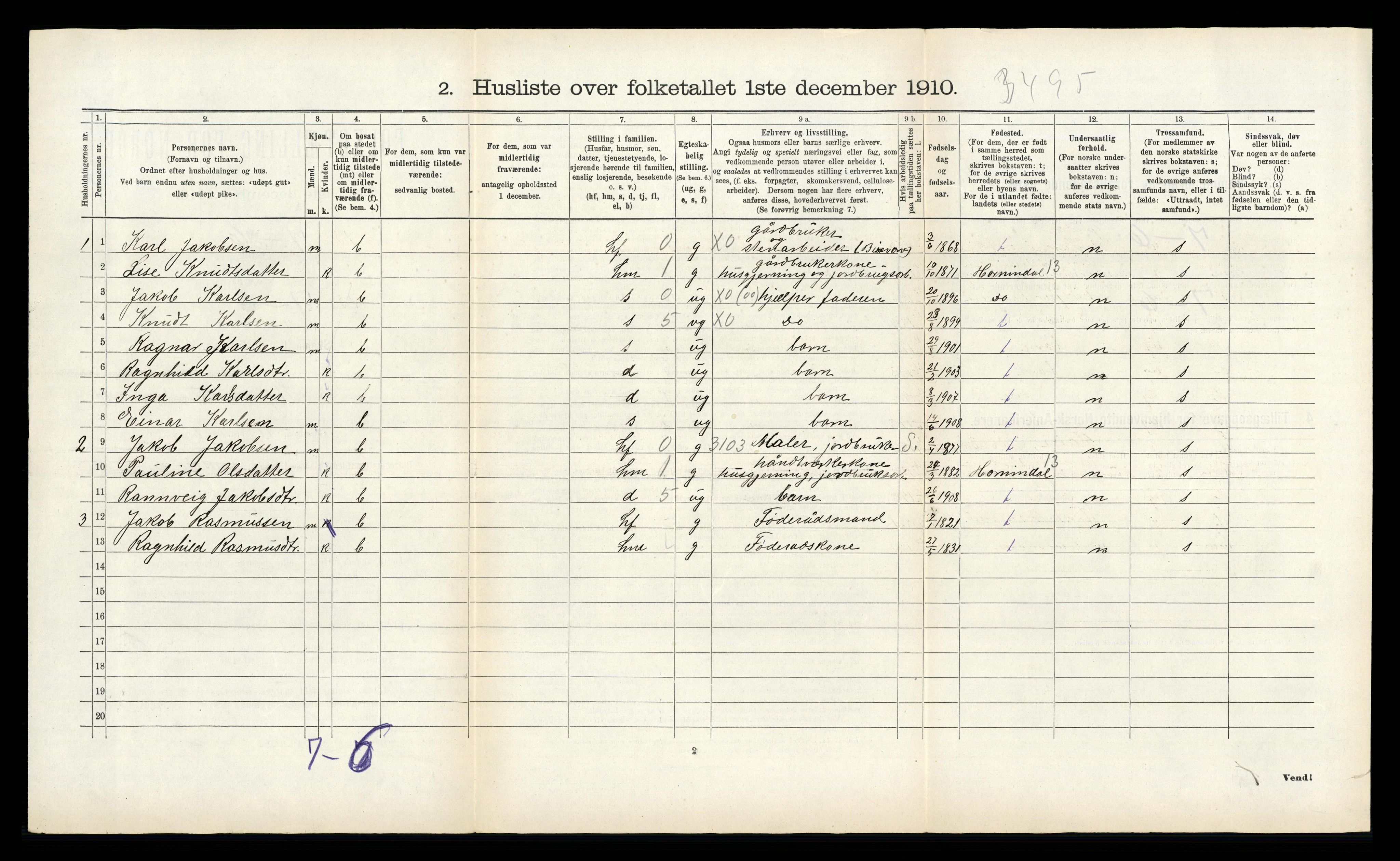 RA, 1910 census for Stryn, 1910, p. 714