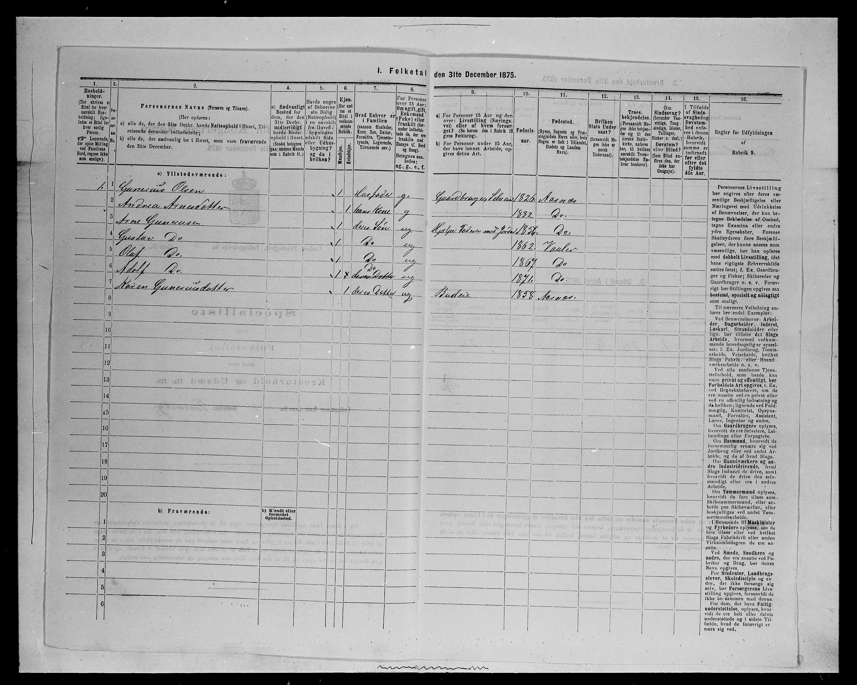 SAH, 1875 census for 0426P Våler parish (Hedmark), 1875, p. 399