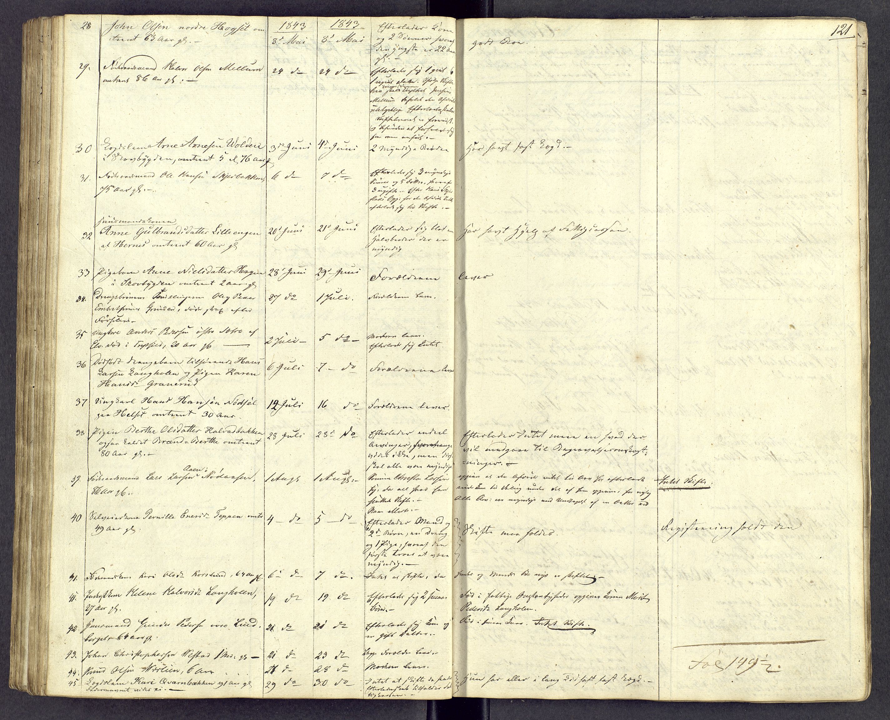 Østerdalen sorenskriveri, AV/SAH-TING-032/J/Jd/L0004: Dødsfallsjournal, 1834-1843, p. 121