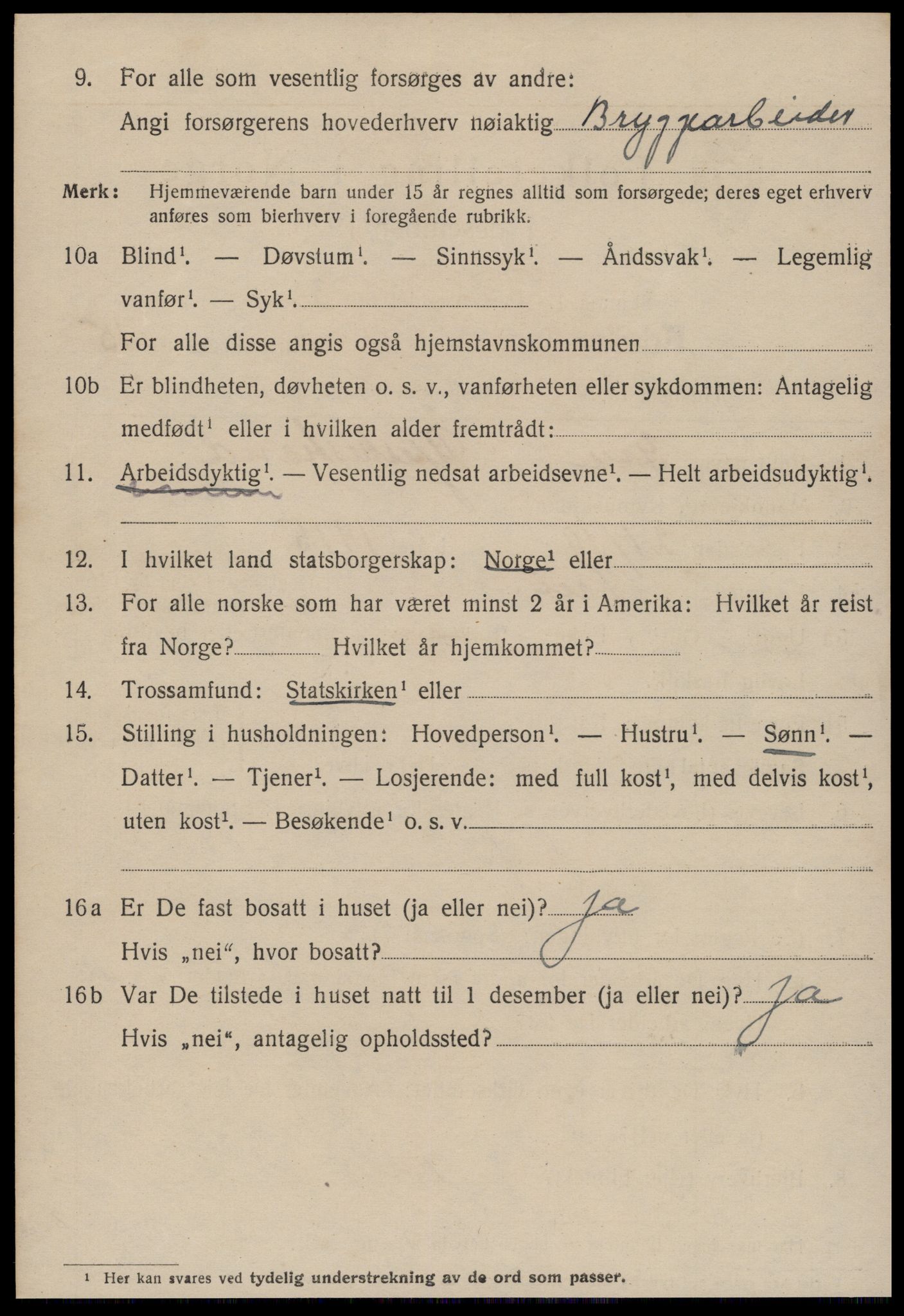 SAT, 1920 census for Kristiansund, 1920, p. 30904