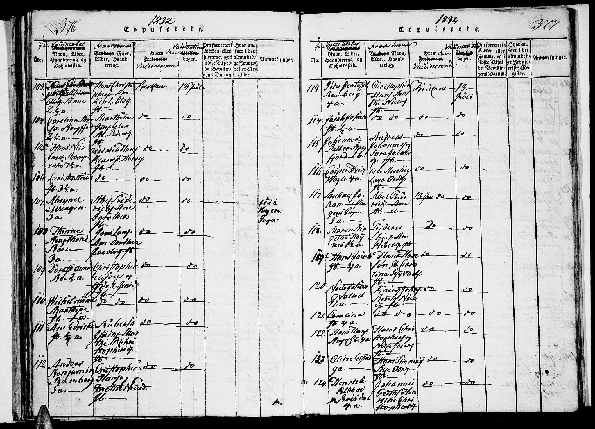 Ministerialprotokoller, klokkerbøker og fødselsregistre - Nordland, SAT/A-1459/884/L1195: Parish register (copy) no. 884C01, 1837-1867, p. 376-377