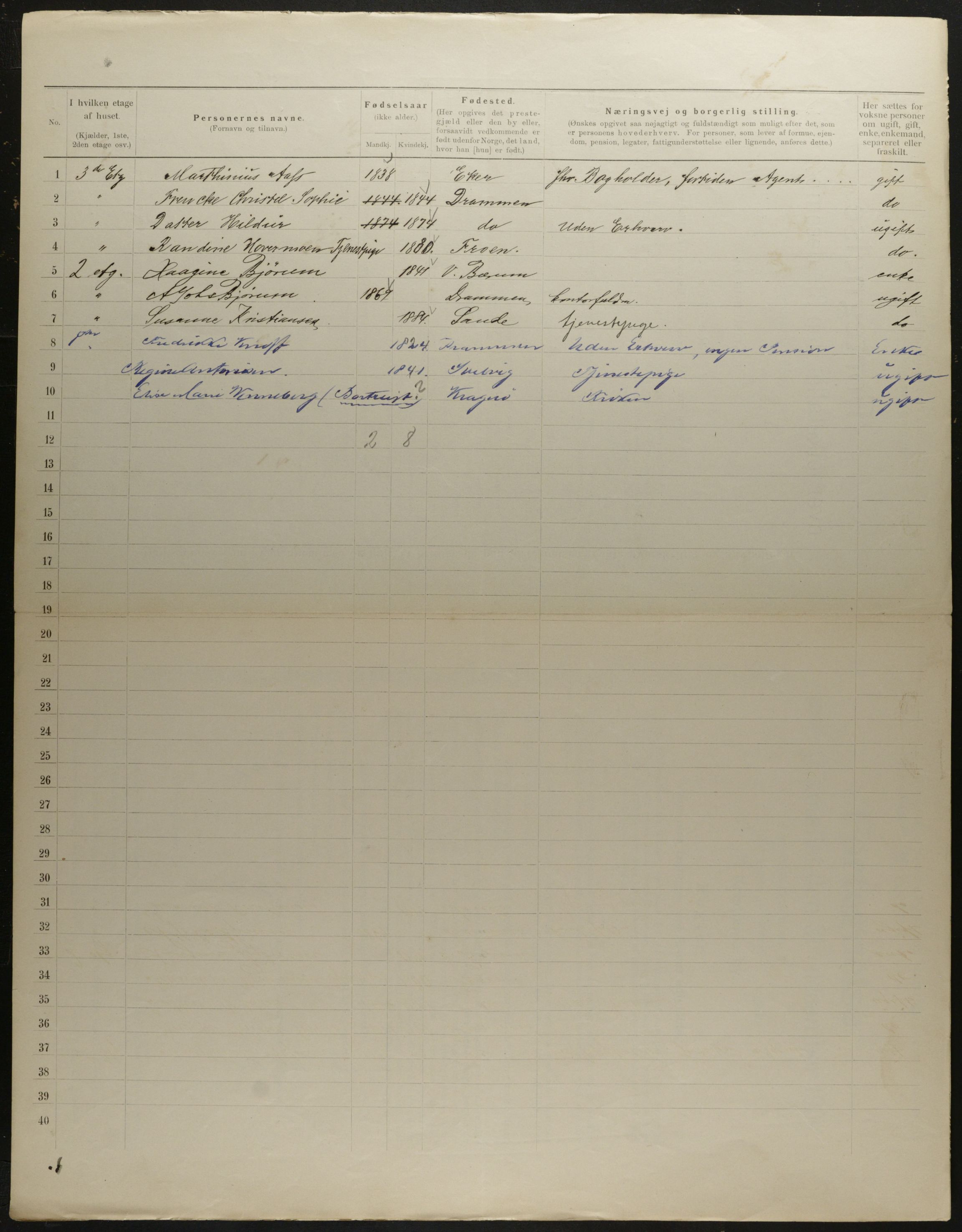 OBA, Municipal Census 1901 for Kristiania, 1901, p. 7452