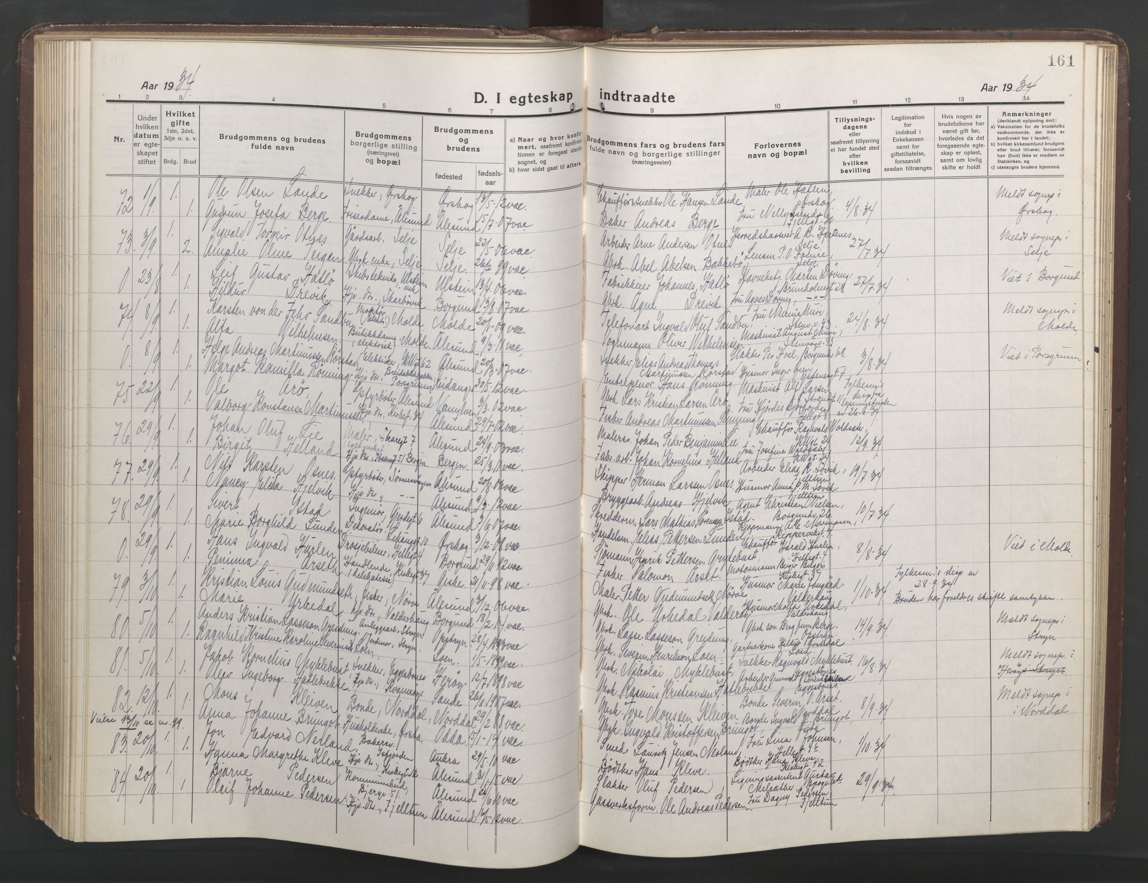 Ministerialprotokoller, klokkerbøker og fødselsregistre - Møre og Romsdal, AV/SAT-A-1454/529/L0473: Parish register (copy) no. 529C10, 1918-1941, p. 161