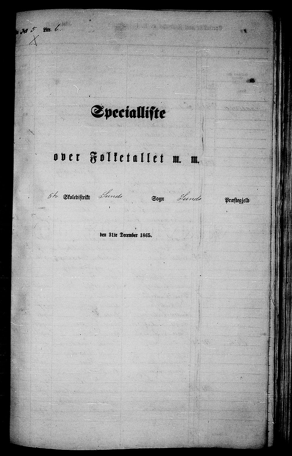 RA, 1865 census for Sund, 1865, p. 89