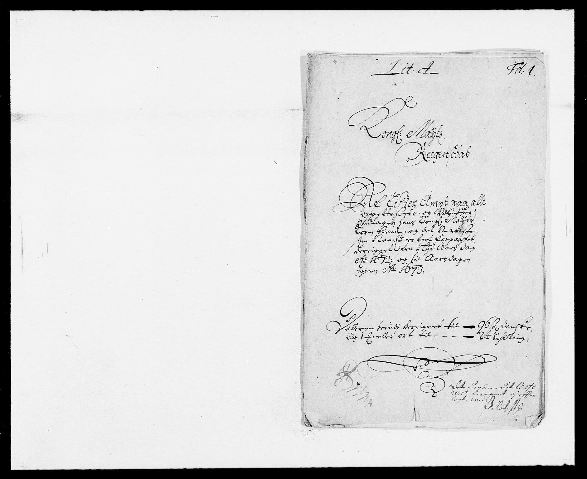 Rentekammeret inntil 1814, Reviderte regnskaper, Fogderegnskap, RA/EA-4092/R41/L2526: Fogderegnskap Lista, 1672, p. 1