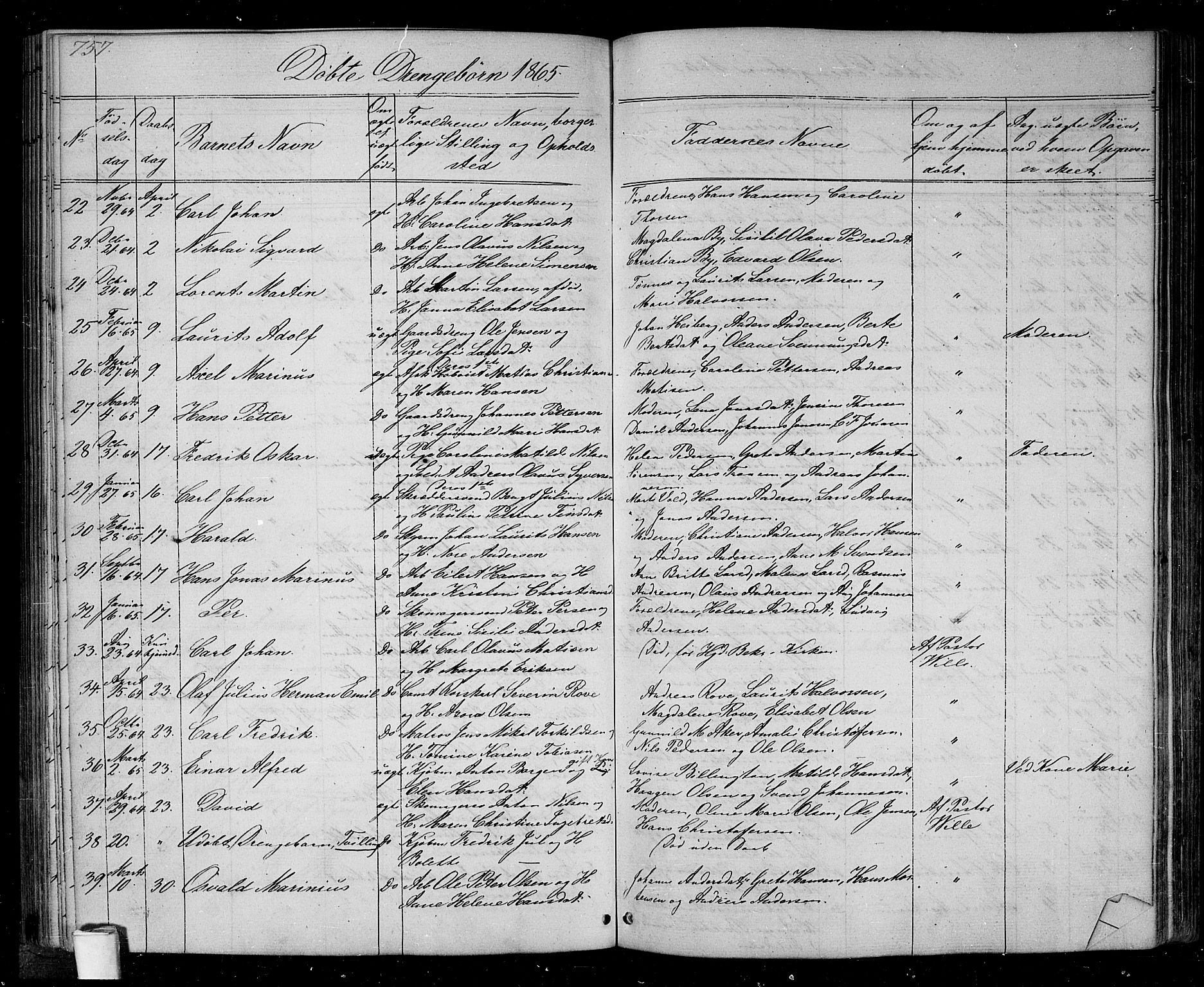 Halden prestekontor Kirkebøker, SAO/A-10909/G/Ga/L0005b: Parish register (copy) no. 5B, 1864-1868, p. 757