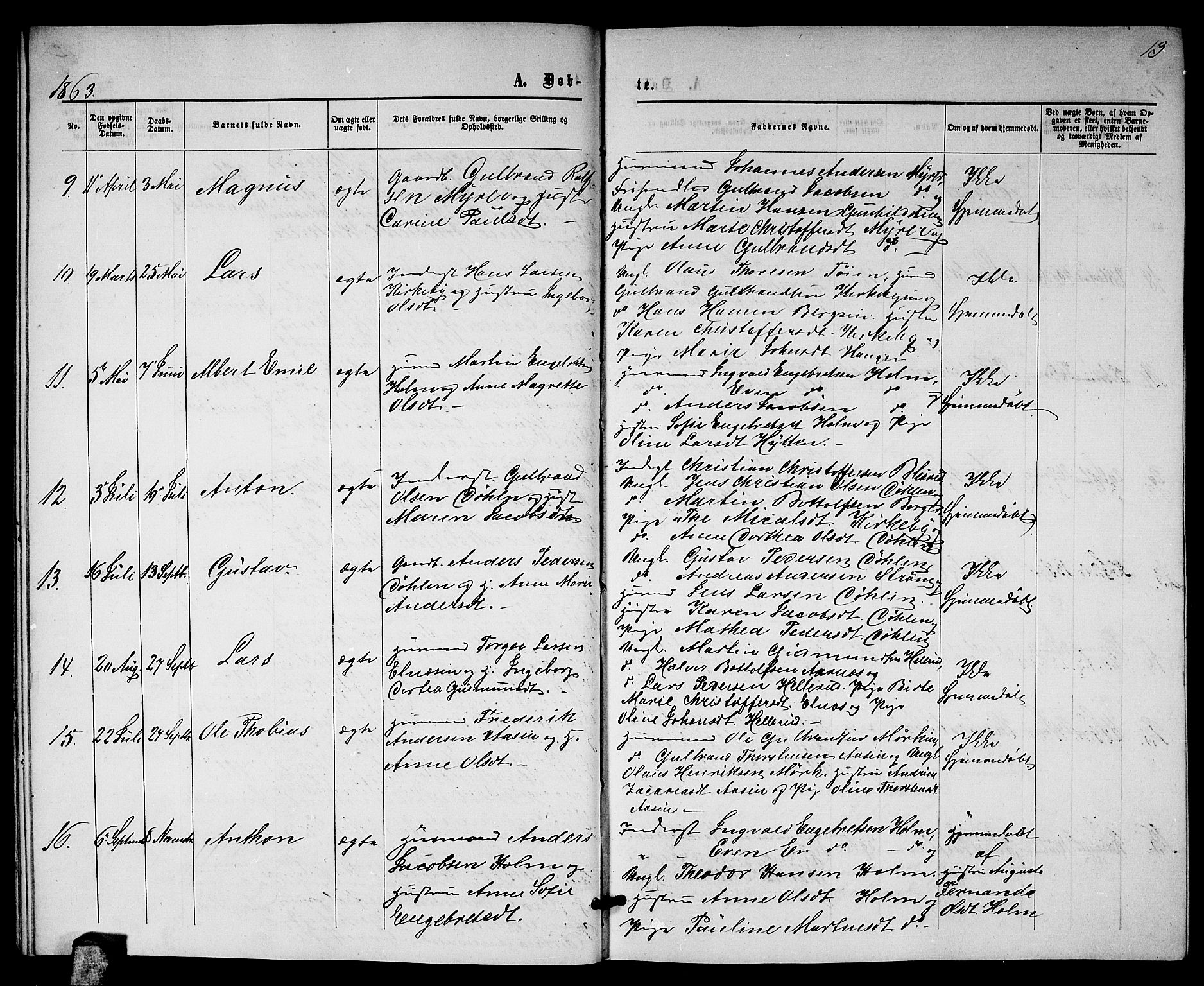 Nittedal prestekontor Kirkebøker, AV/SAO-A-10365a/G/Gb/L0001: Parish register (copy) no. II 1, 1859-1878, p. 13