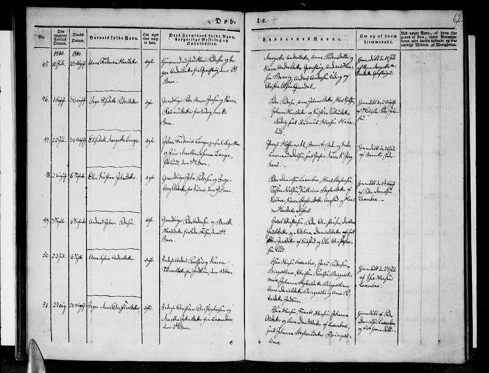 Ministerialprotokoller, klokkerbøker og fødselsregistre - Nordland, AV/SAT-A-1459/852/L0737: Parish register (official) no. 852A07, 1833-1849, p. 62