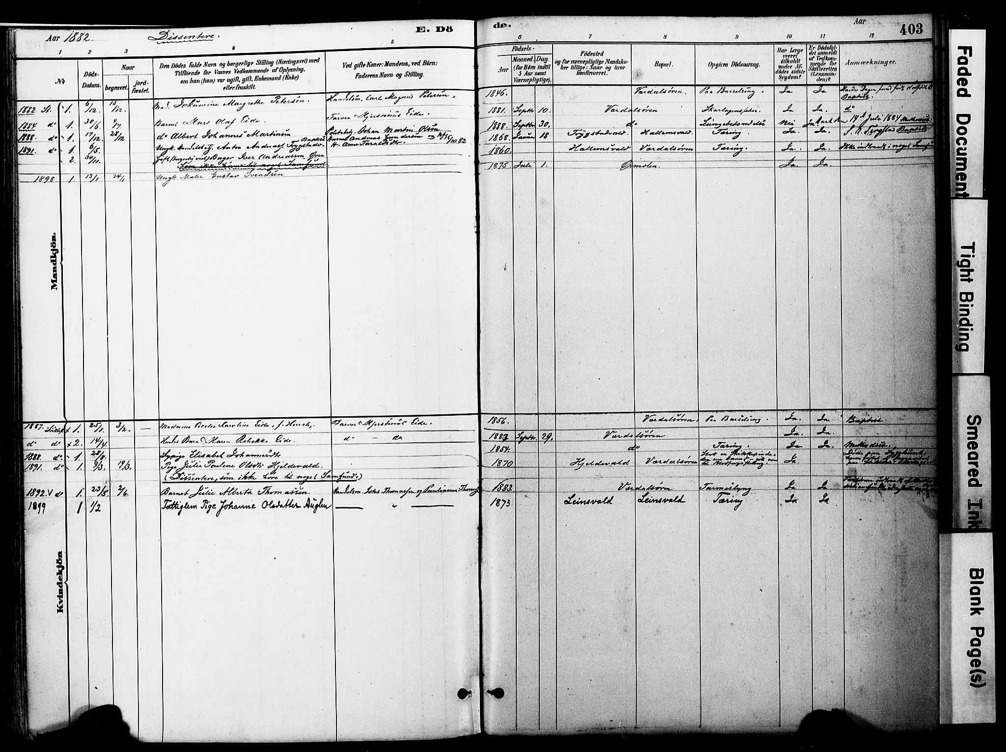 Ministerialprotokoller, klokkerbøker og fødselsregistre - Nord-Trøndelag, SAT/A-1458/723/L0244: Parish register (official) no. 723A13, 1881-1899, p. 403