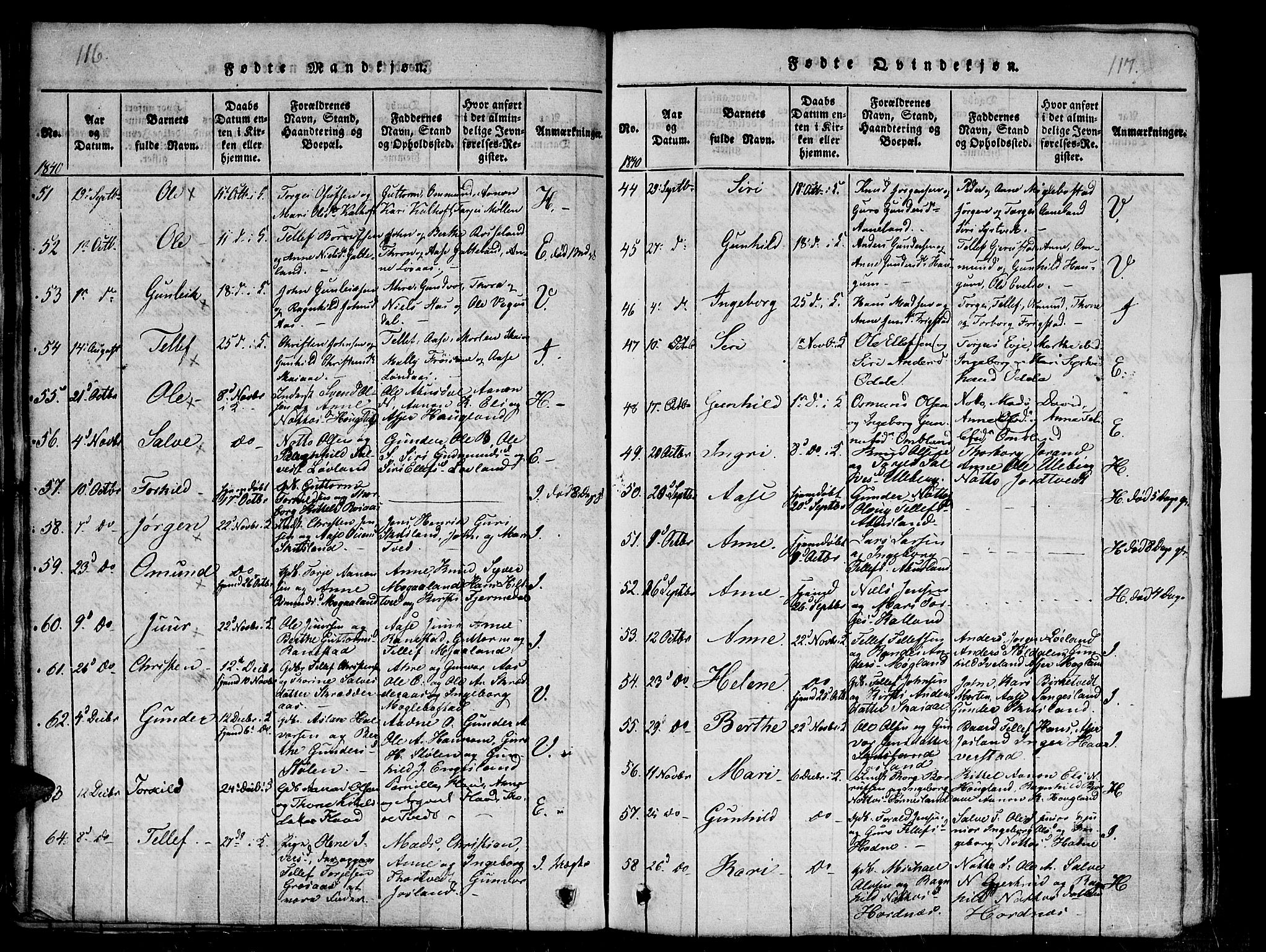 Evje sokneprestkontor, SAK/1111-0008/F/Fb/Fba/L0001: Parish register (copy) no. B 1, 1816-1842, p. 116-117