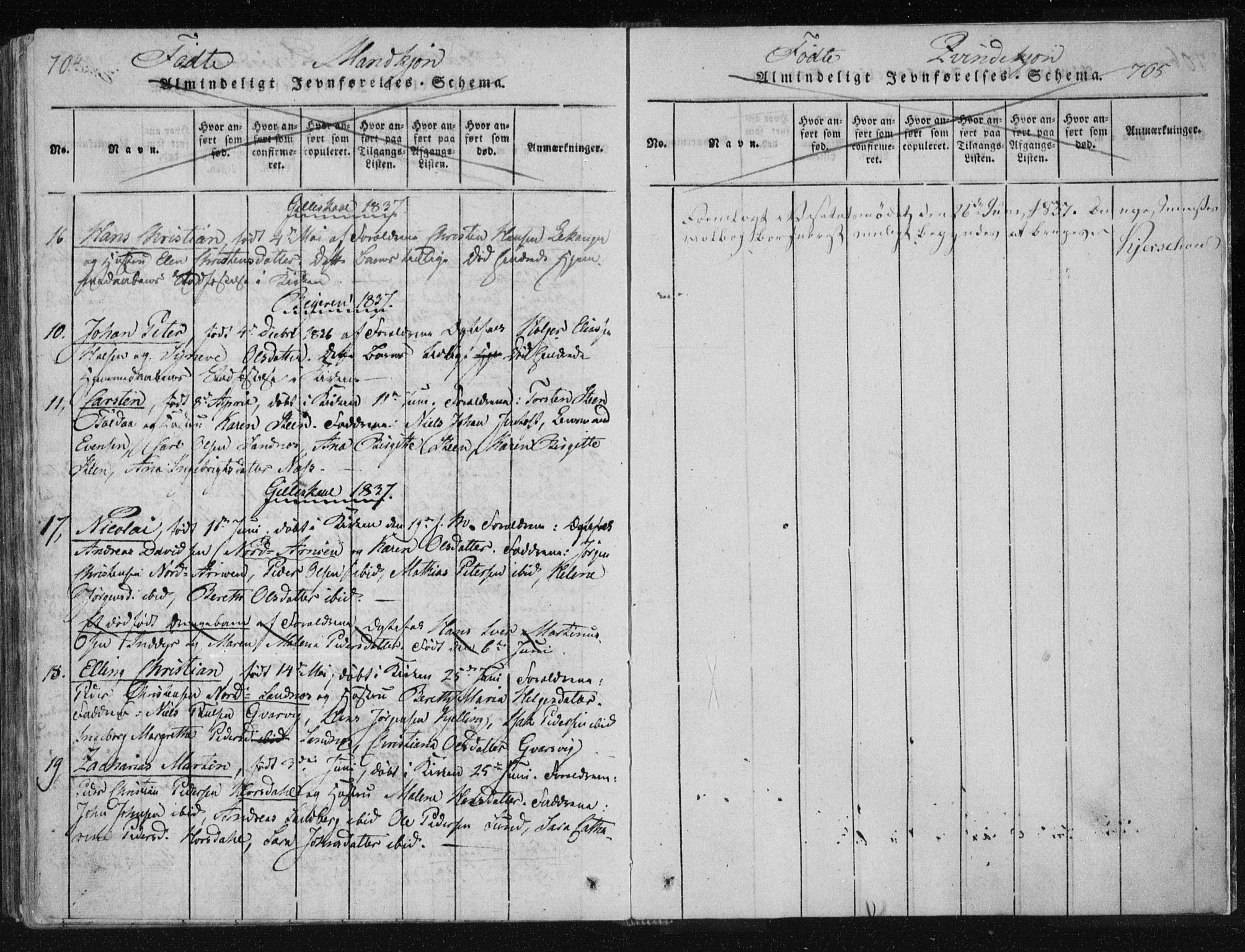 Ministerialprotokoller, klokkerbøker og fødselsregistre - Nordland, SAT/A-1459/805/L0096: Parish register (official) no. 805A03, 1820-1837, p. 704-705