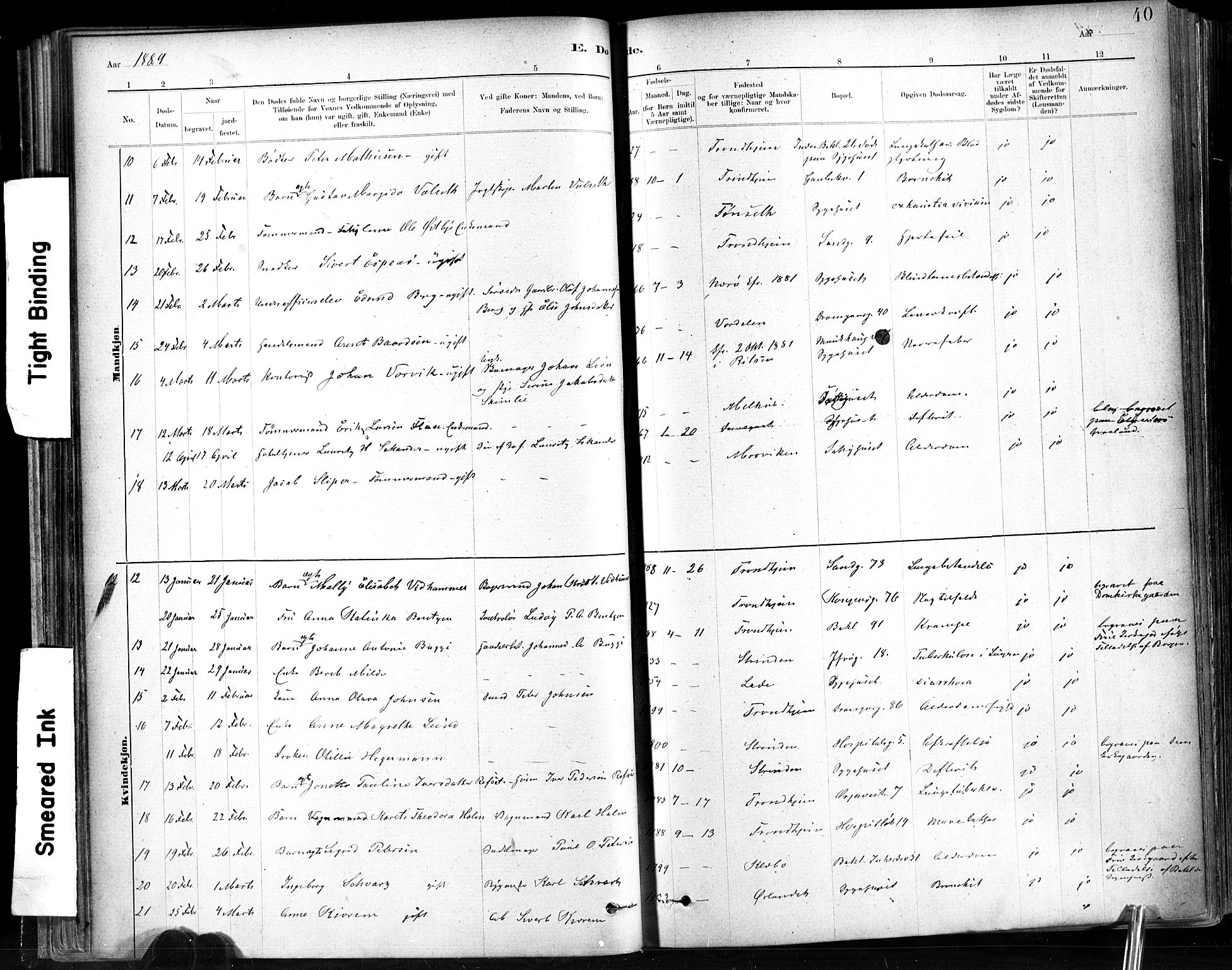 Ministerialprotokoller, klokkerbøker og fødselsregistre - Sør-Trøndelag, SAT/A-1456/602/L0120: Parish register (official) no. 602A18, 1880-1913, p. 40