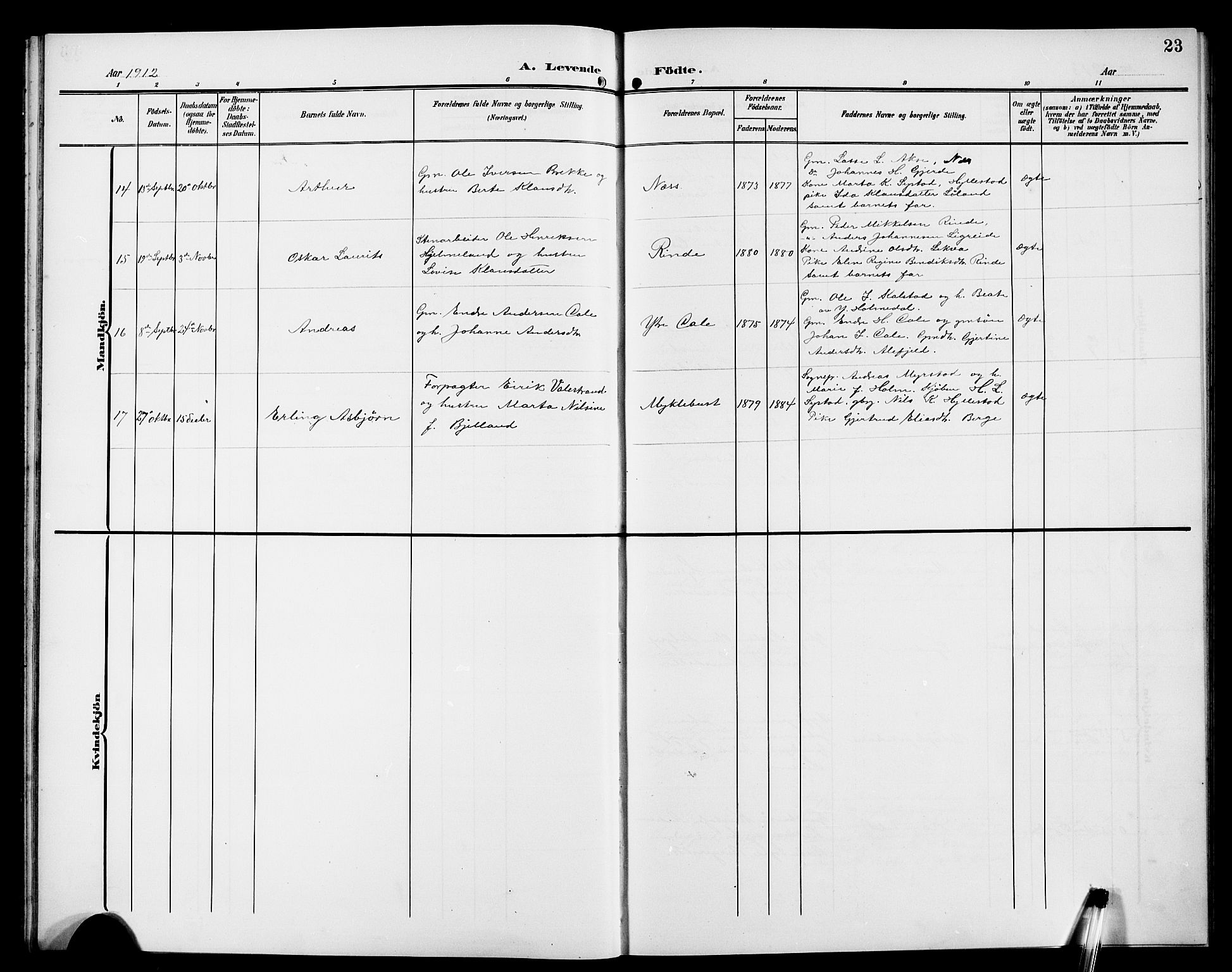 Hyllestad sokneprestembete, AV/SAB-A-80401: Parish register (copy) no. A 3, 1906-1925, p. 23