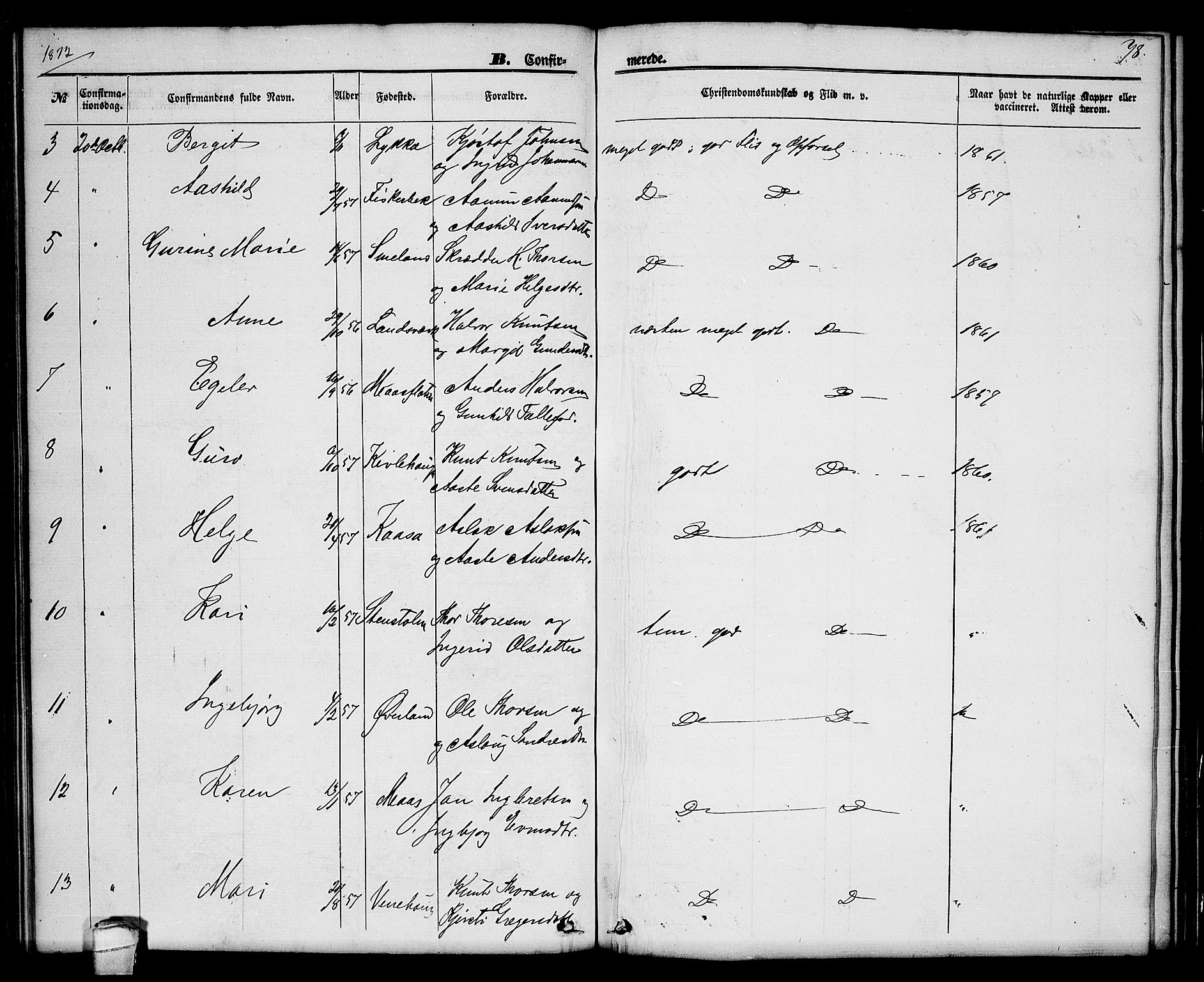 Seljord kirkebøker, AV/SAKO-A-20/G/Ga/L0003: Parish register (copy) no. I 3, 1866-1873, p. 78