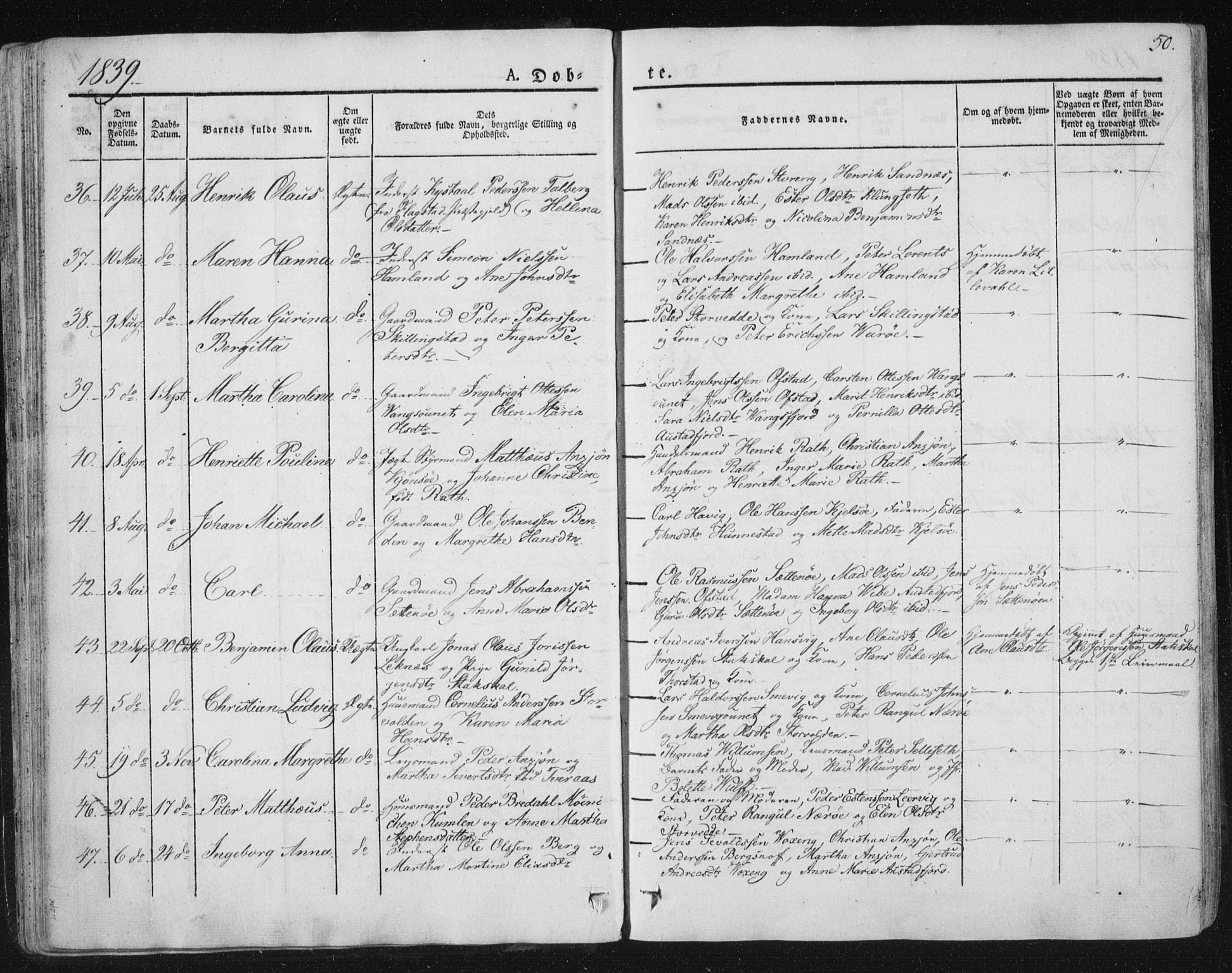Ministerialprotokoller, klokkerbøker og fødselsregistre - Nord-Trøndelag, SAT/A-1458/784/L0669: Parish register (official) no. 784A04, 1829-1859, p. 50