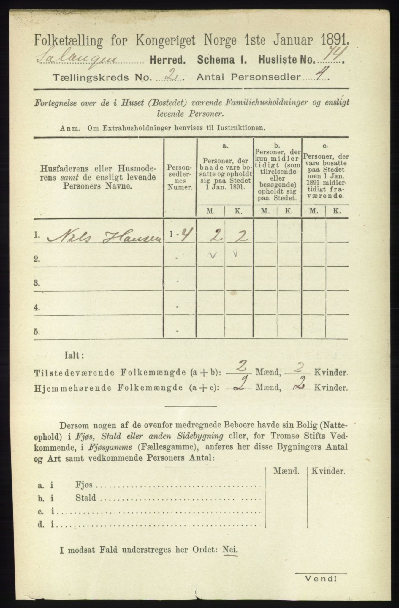 RA, 1891 census for 1921 Salangen, 1891, p. 548