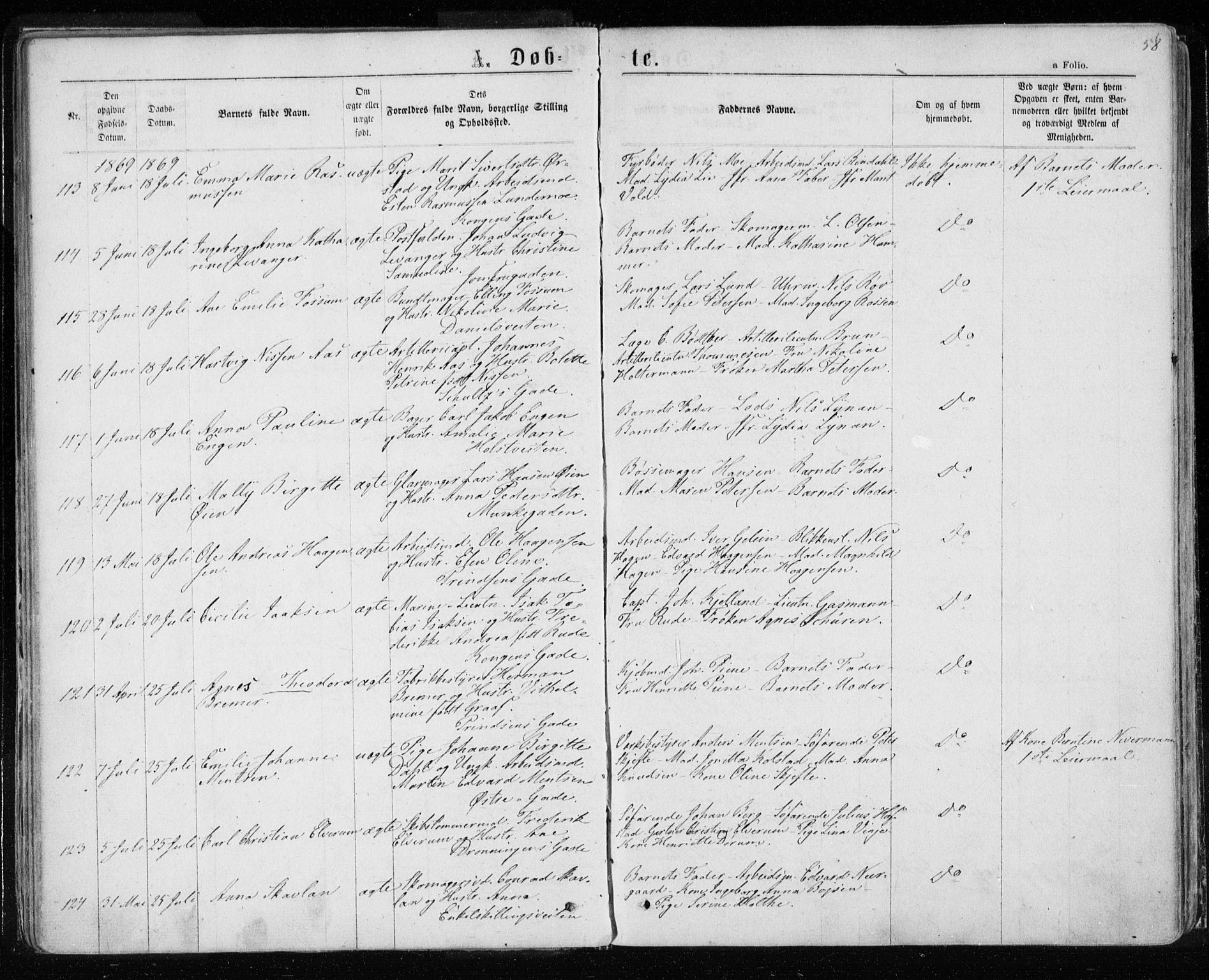 Ministerialprotokoller, klokkerbøker og fødselsregistre - Sør-Trøndelag, AV/SAT-A-1456/601/L0054: Parish register (official) no. 601A22, 1866-1877, p. 58