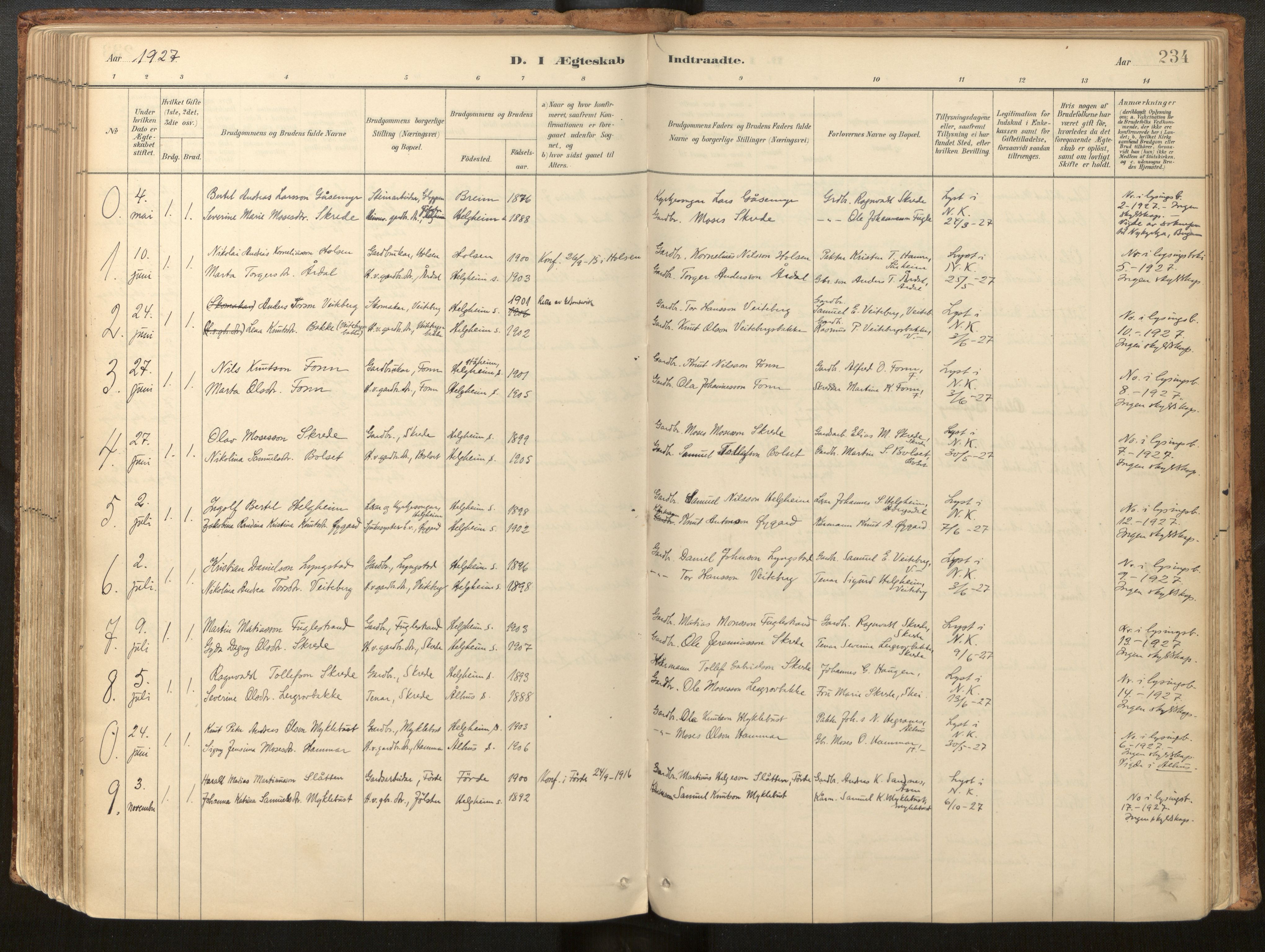 Jølster sokneprestembete, SAB/A-80701/H/Haa/Haac/L0001: Parish register (official) no. C 1, 1882-1928, p. 234