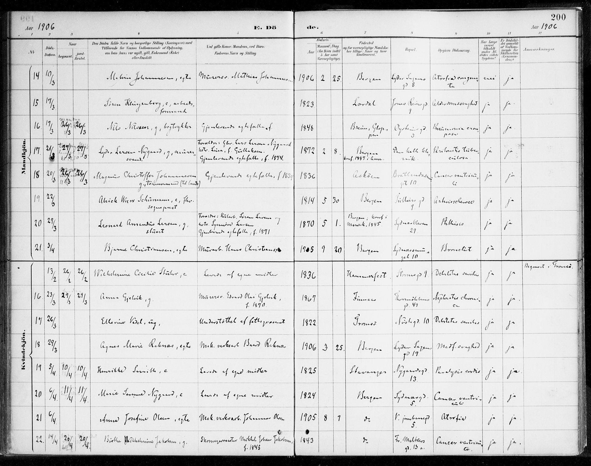 Johanneskirken sokneprestembete, AV/SAB-A-76001/H/Haa/L0019: Parish register (official) no. E 1, 1885-1915, p. 200