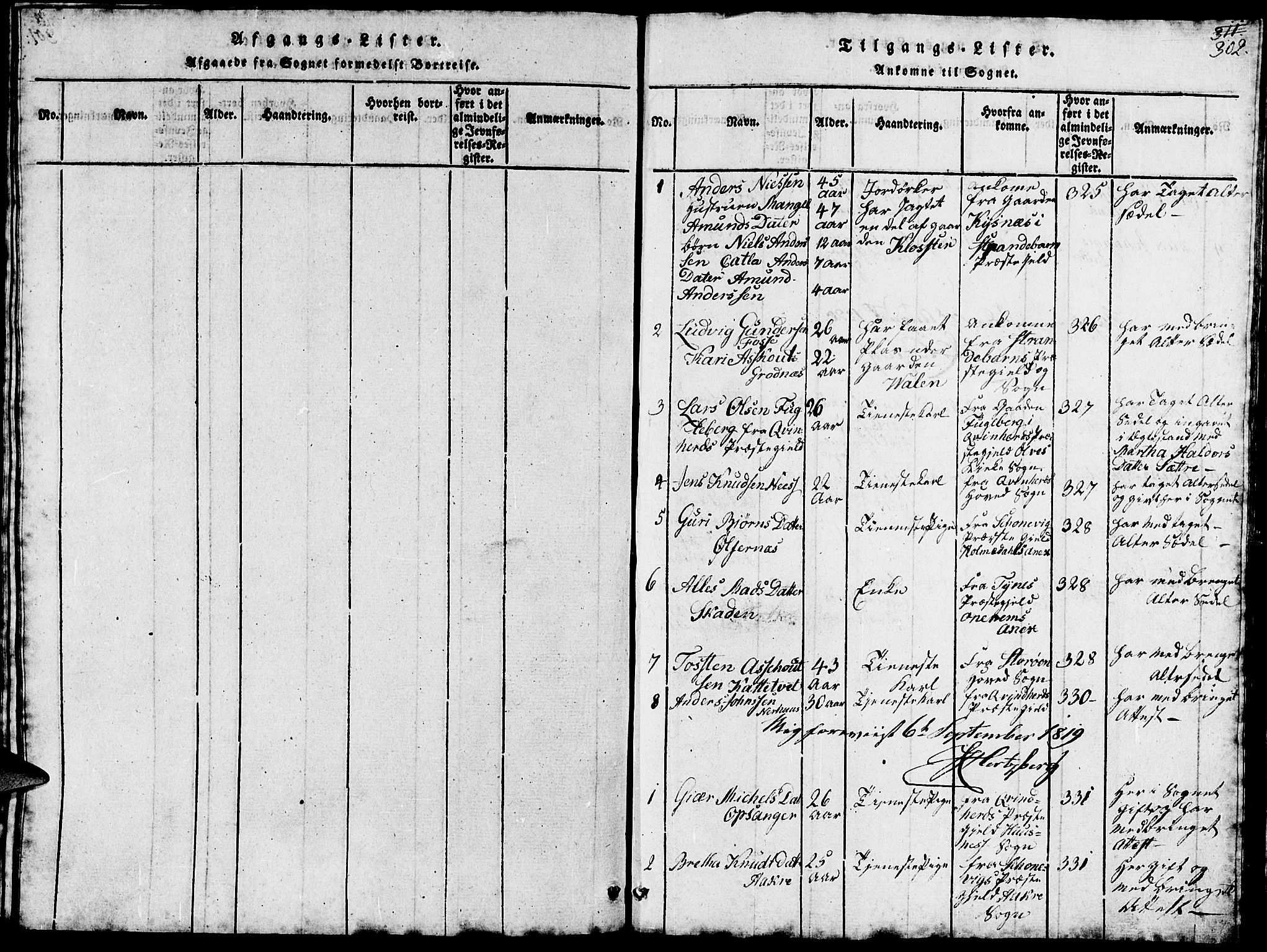Fjelberg sokneprestembete, SAB/A-75201/H/Hab: Parish register (copy) no. B 1, 1815-1823, p. 302