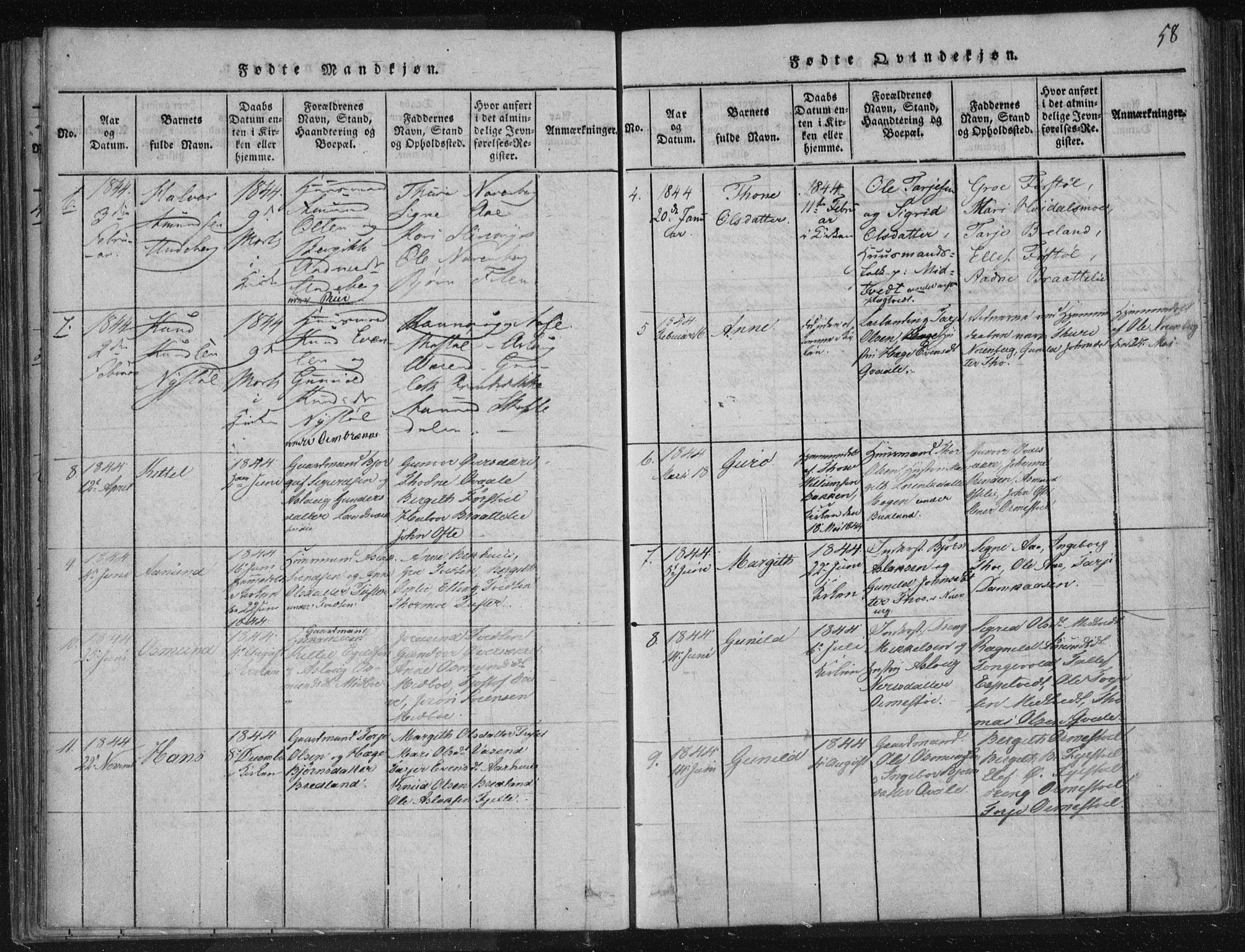 Lårdal kirkebøker, AV/SAKO-A-284/F/Fc/L0001: Parish register (official) no. III 1, 1815-1860, p. 58