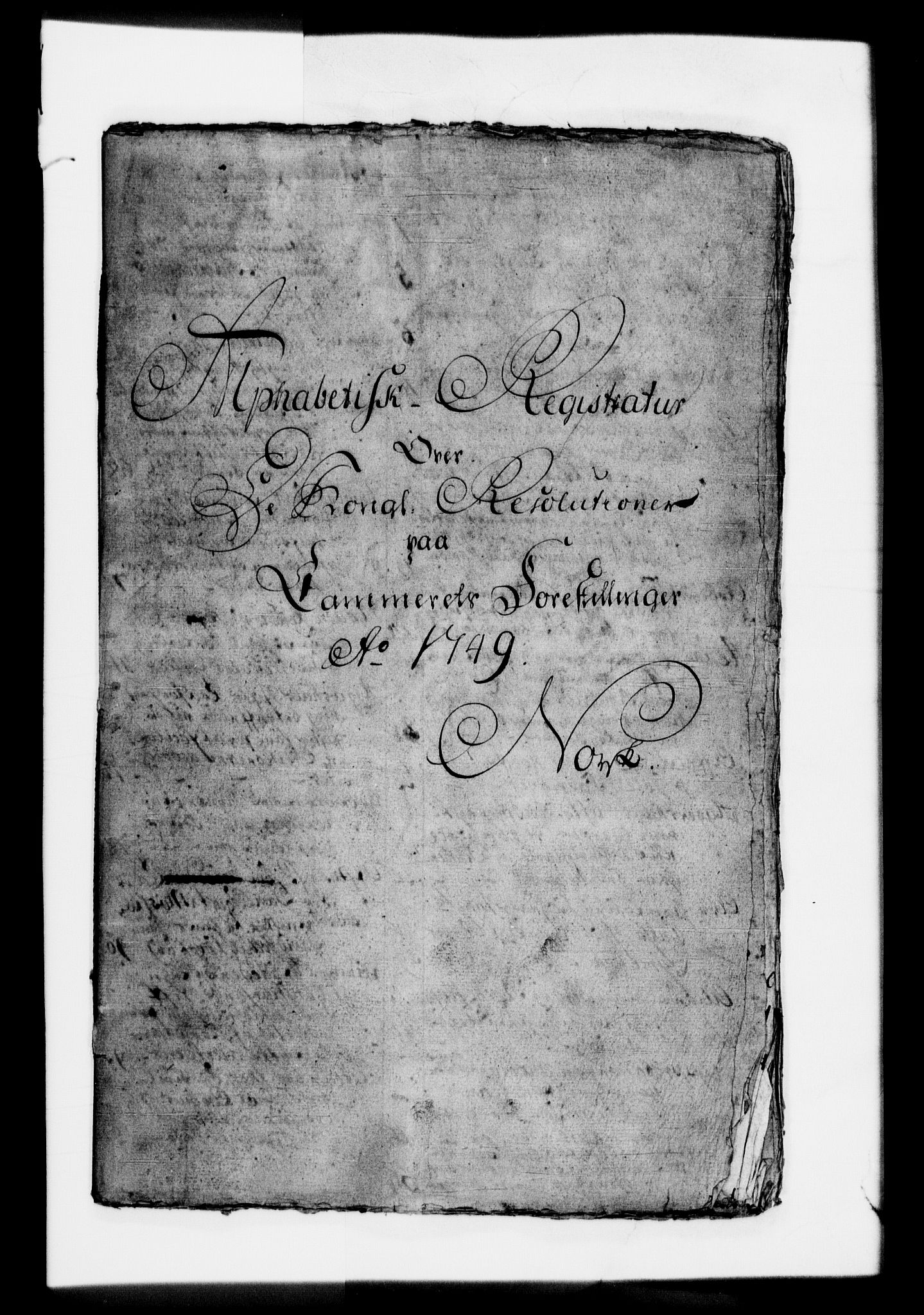 Rentekammeret, Kammerkanselliet, RA/EA-3111/G/Gf/Gfb/L0001: Register til norske relasjons- og resolusjonsprotokoller (merket RK 52.96), 1720-1749, p. 503
