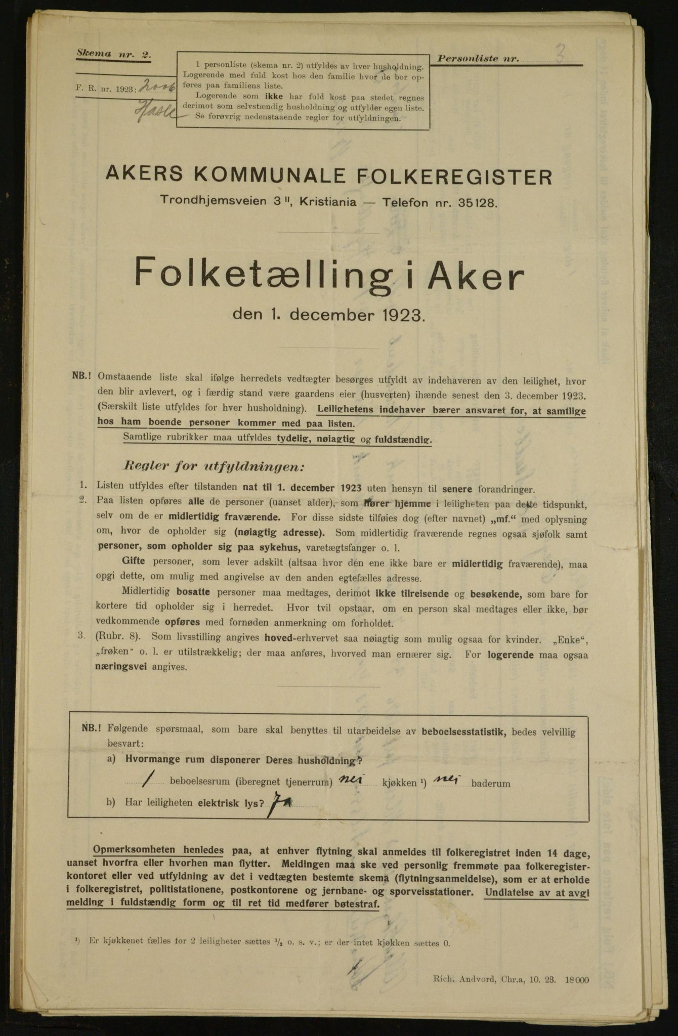 , Municipal Census 1923 for Aker, 1923, p. 35190