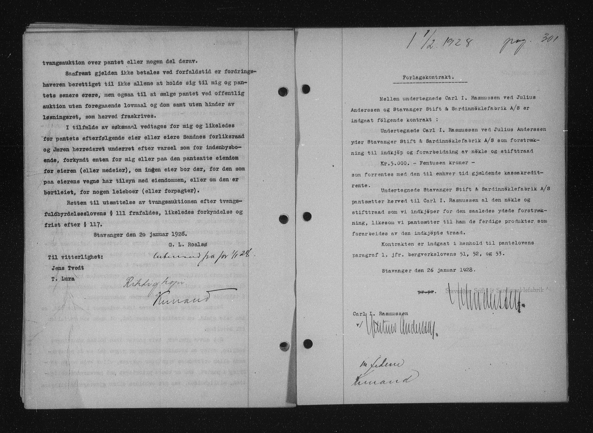 Stavanger byfogd, SAST/A-101408/001/4/41/410/410BB/L0053: Mortgage book no. 41, 1927-1928, Deed date: 01.02.1928