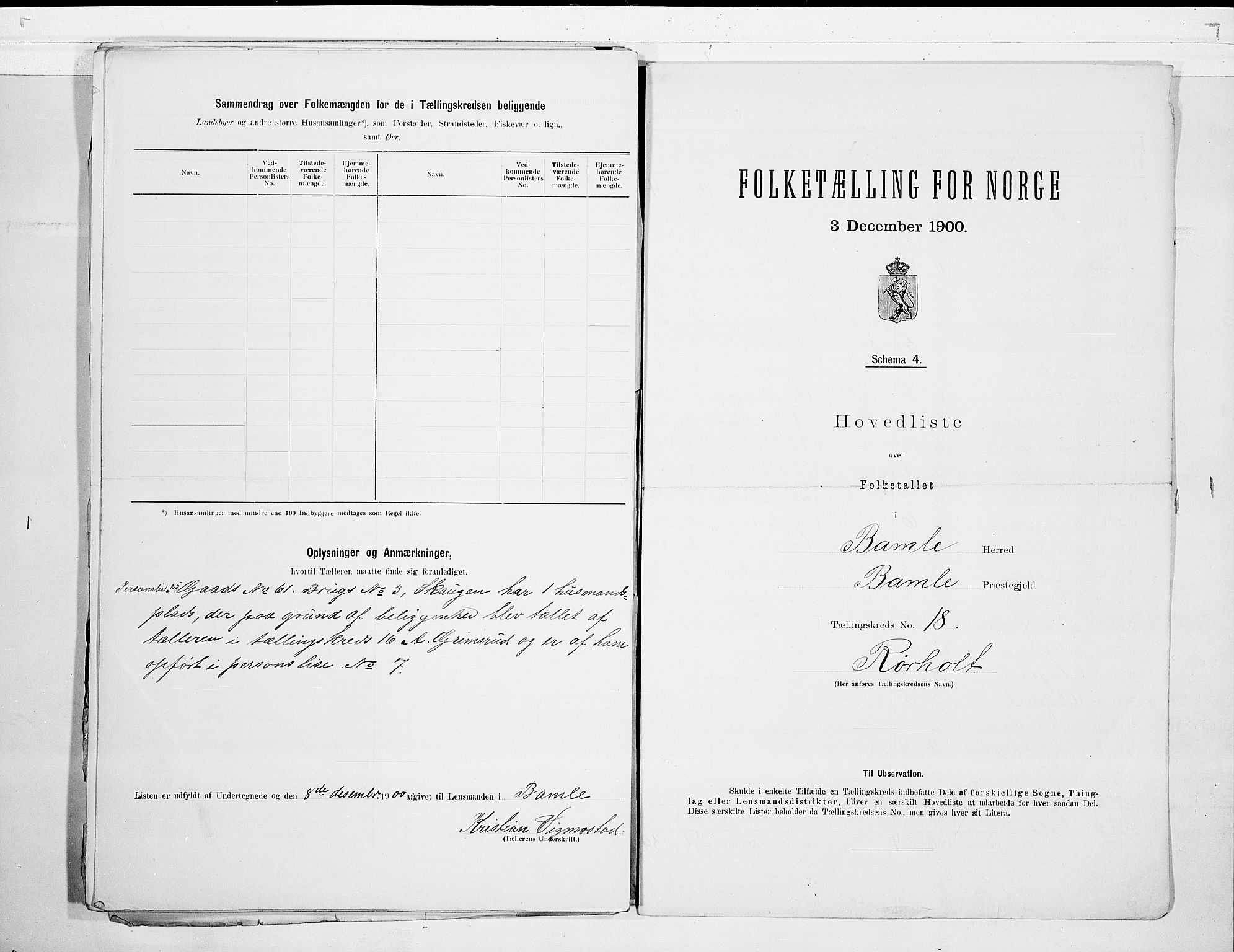 SAKO, 1900 census for Bamble, 1900, p. 38