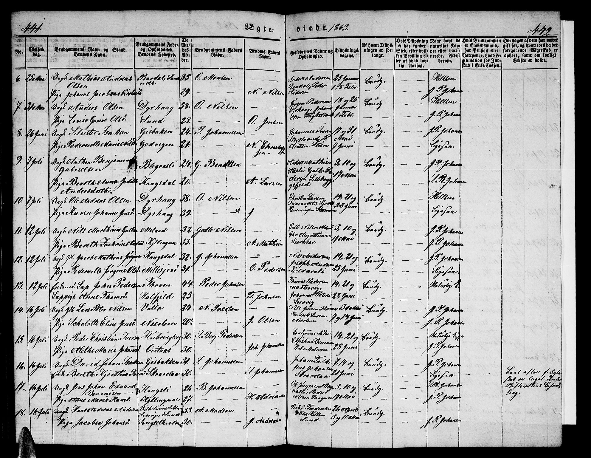 Ministerialprotokoller, klokkerbøker og fødselsregistre - Nordland, AV/SAT-A-1459/825/L0364: Parish register (copy) no. 825C01, 1841-1863, p. 441-442