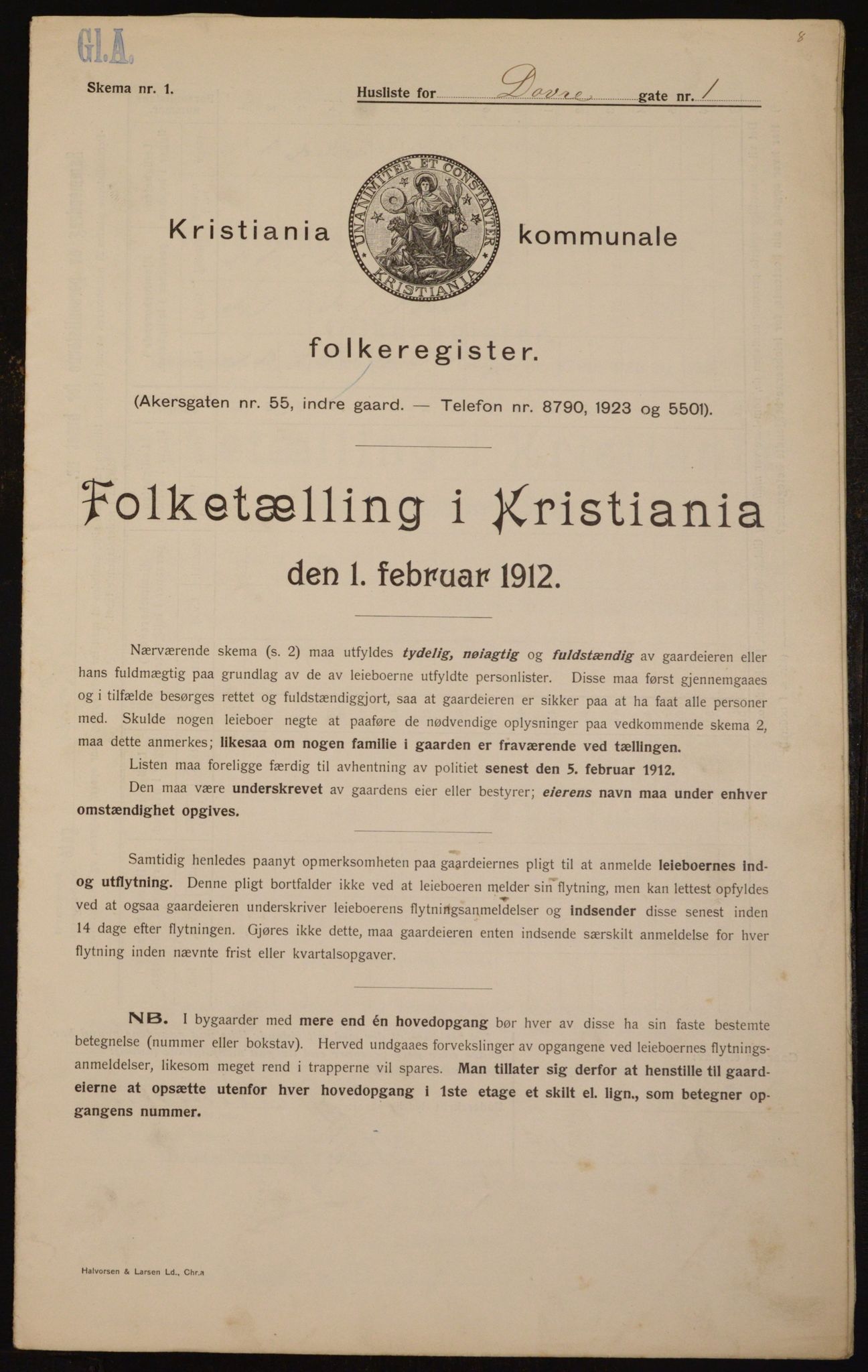 OBA, Municipal Census 1912 for Kristiania, 1912, p. 15912