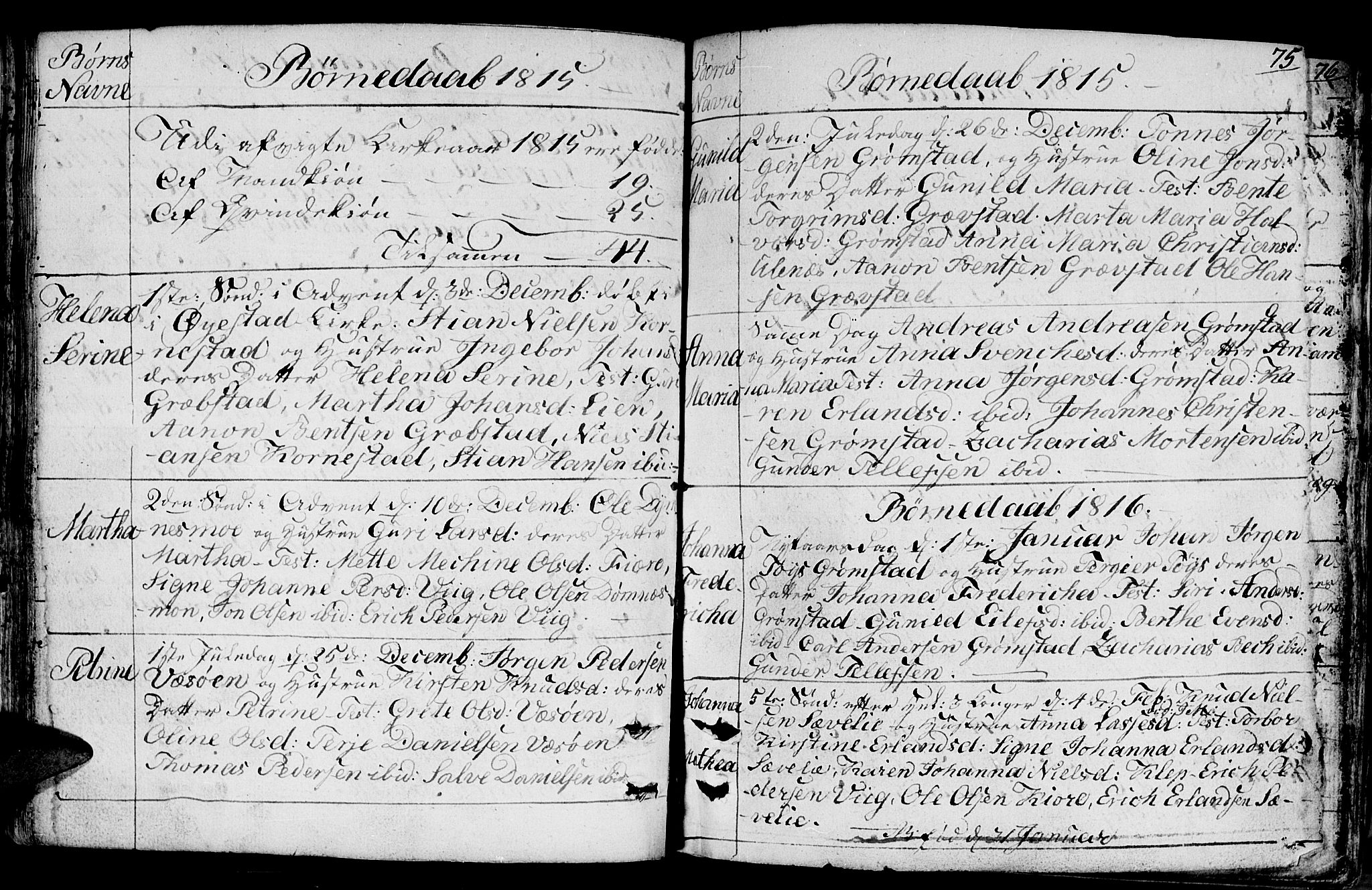 Fjære sokneprestkontor, SAK/1111-0011/F/Fb/L0006: Parish register (copy) no. B 6, 1803-1817, p. 75