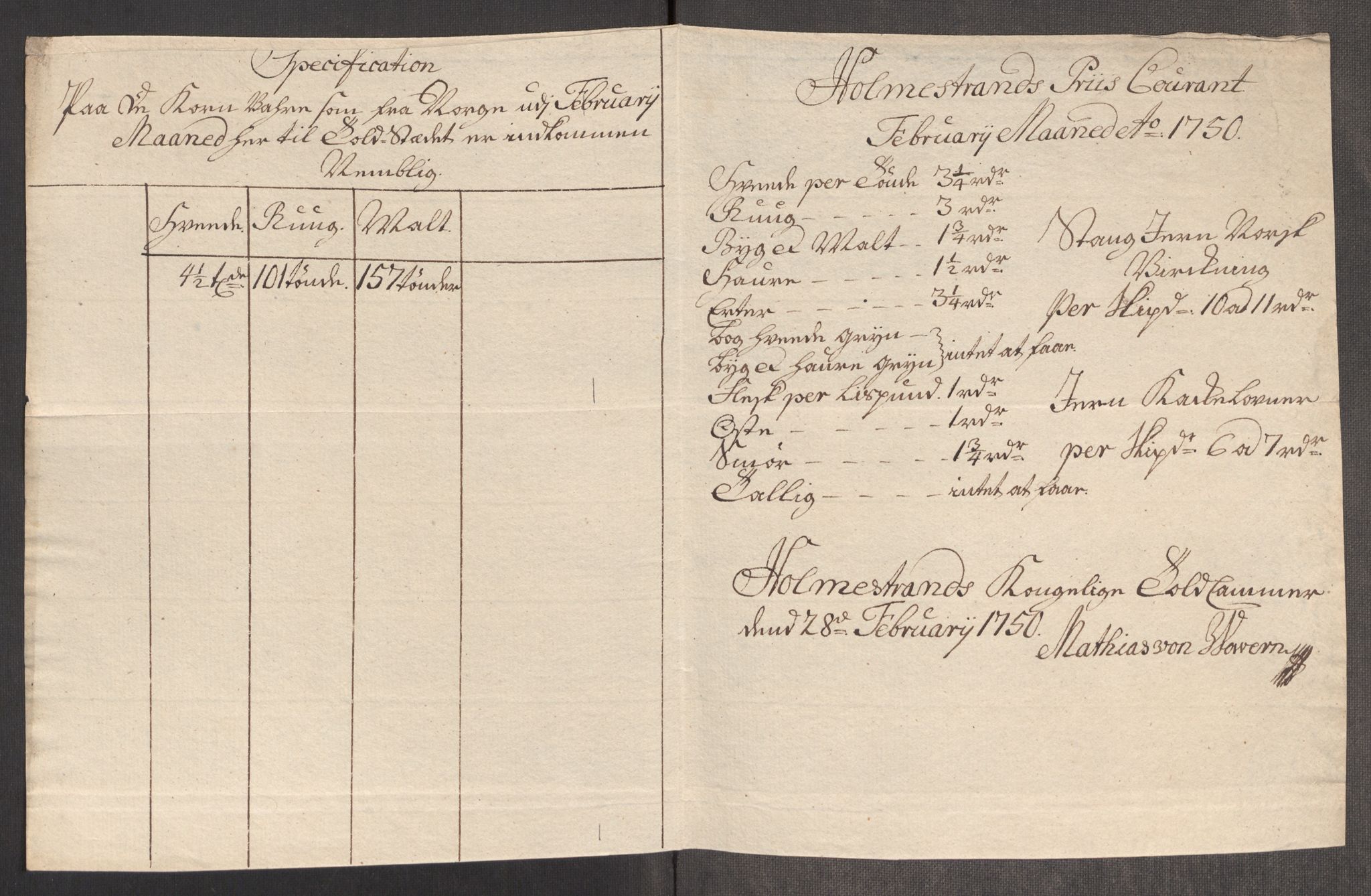 Rentekammeret inntil 1814, Realistisk ordnet avdeling, AV/RA-EA-4070/Oe/L0004: [Ø1]: Priskuranter, 1749-1752, p. 301