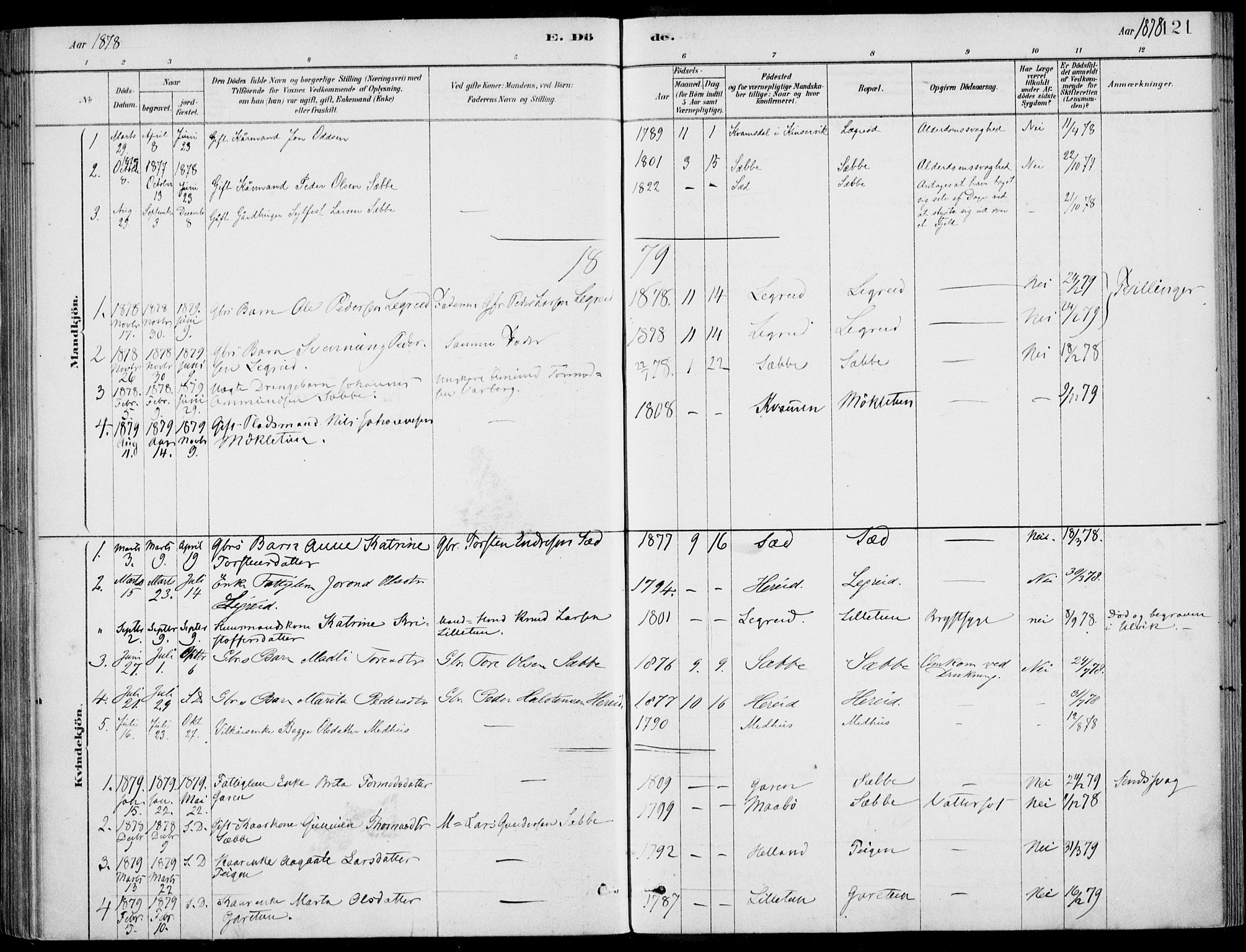 Ulvik sokneprestembete, SAB/A-78801/H/Haa: Parish register (official) no. D  1, 1878-1903, p. 121