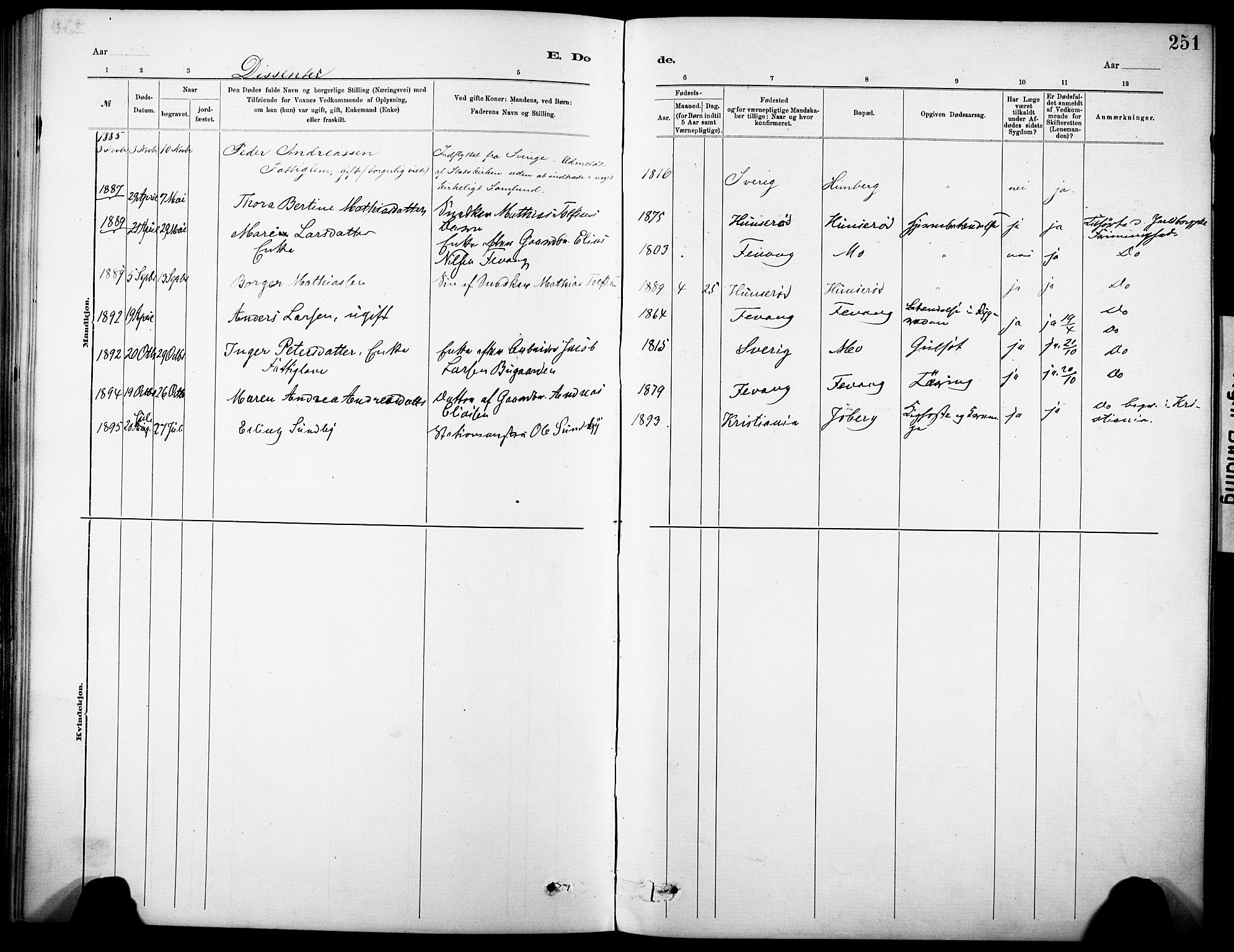 Sandar kirkebøker, SAKO/A-243/F/Fa/L0013: Parish register (official) no. 13, 1883-1895, p. 251