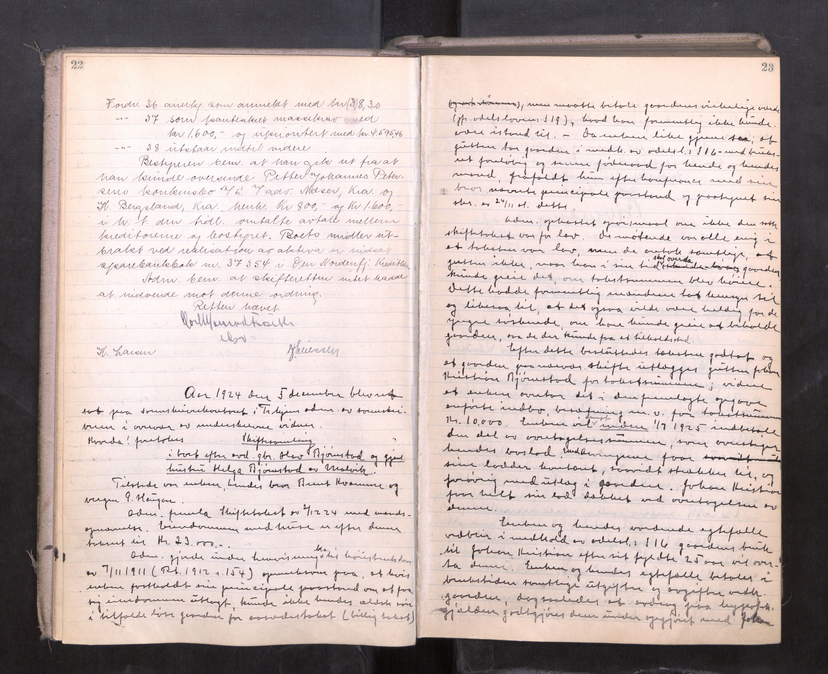 Strinda og Selbu sorenskriveri, AV/SAT-A-0015/3/3B/L0015: Skifteforhandlingsprot. 15, 1924-1927, p. 22-23