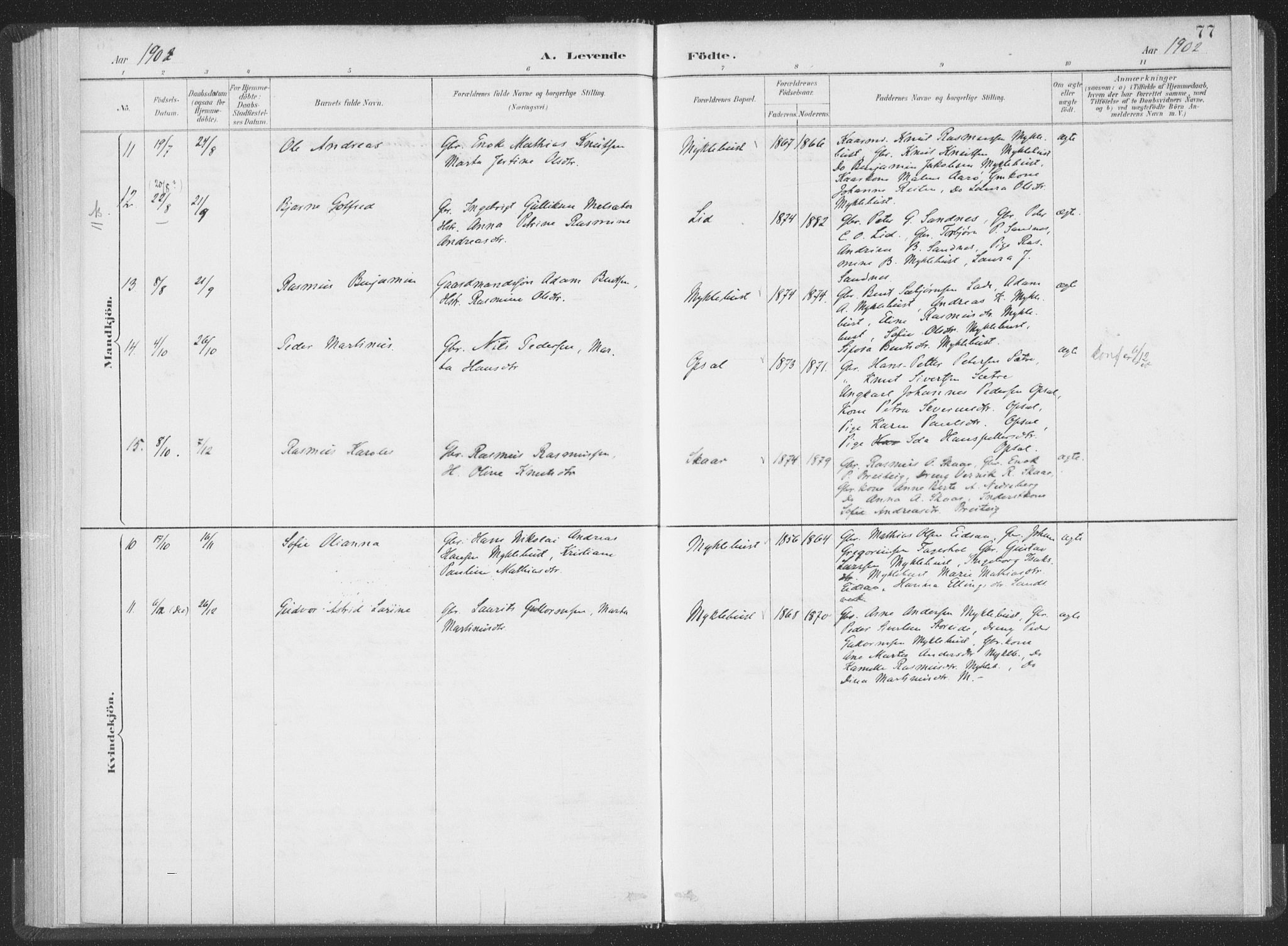 Ministerialprotokoller, klokkerbøker og fødselsregistre - Møre og Romsdal, AV/SAT-A-1454/502/L0025: Parish register (official) no. 502A03, 1885-1909, p. 77