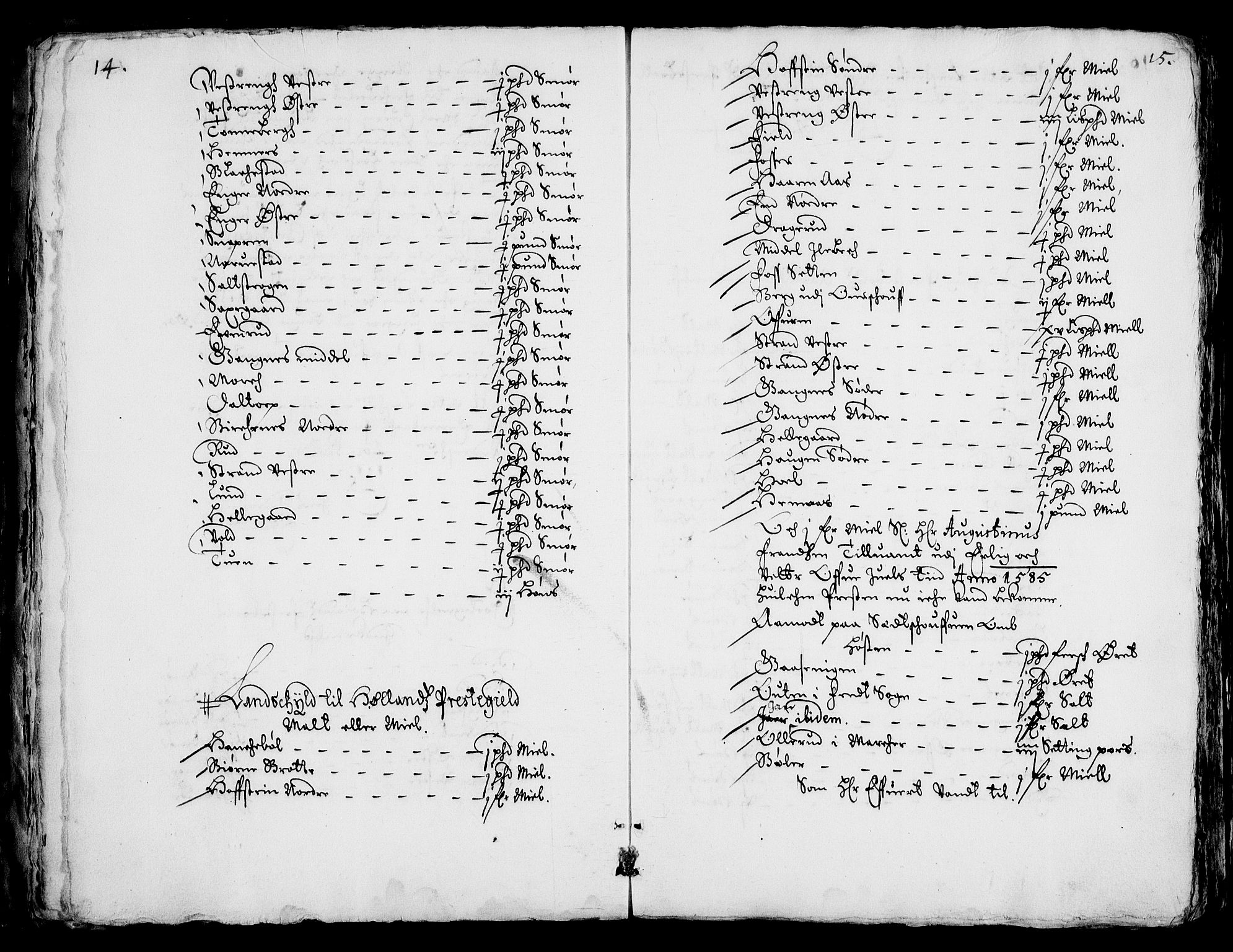 Rentekammeret inntil 1814, Realistisk ordnet avdeling, AV/RA-EA-4070/Fc/Fca/L0001/0004: [Ca I]  Akershus stift / Jordebok over kirkene og prestebolene i Oslo og Hamar stift, 1664, p. 14-15