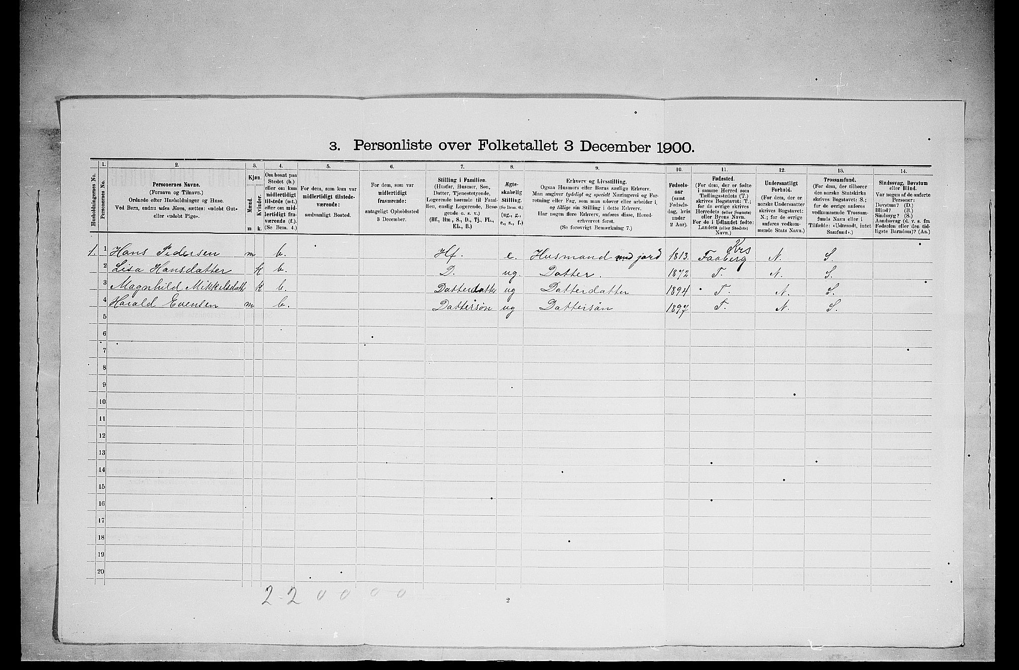 SAH, 1900 census for Ringsaker, 1900, p. 3245