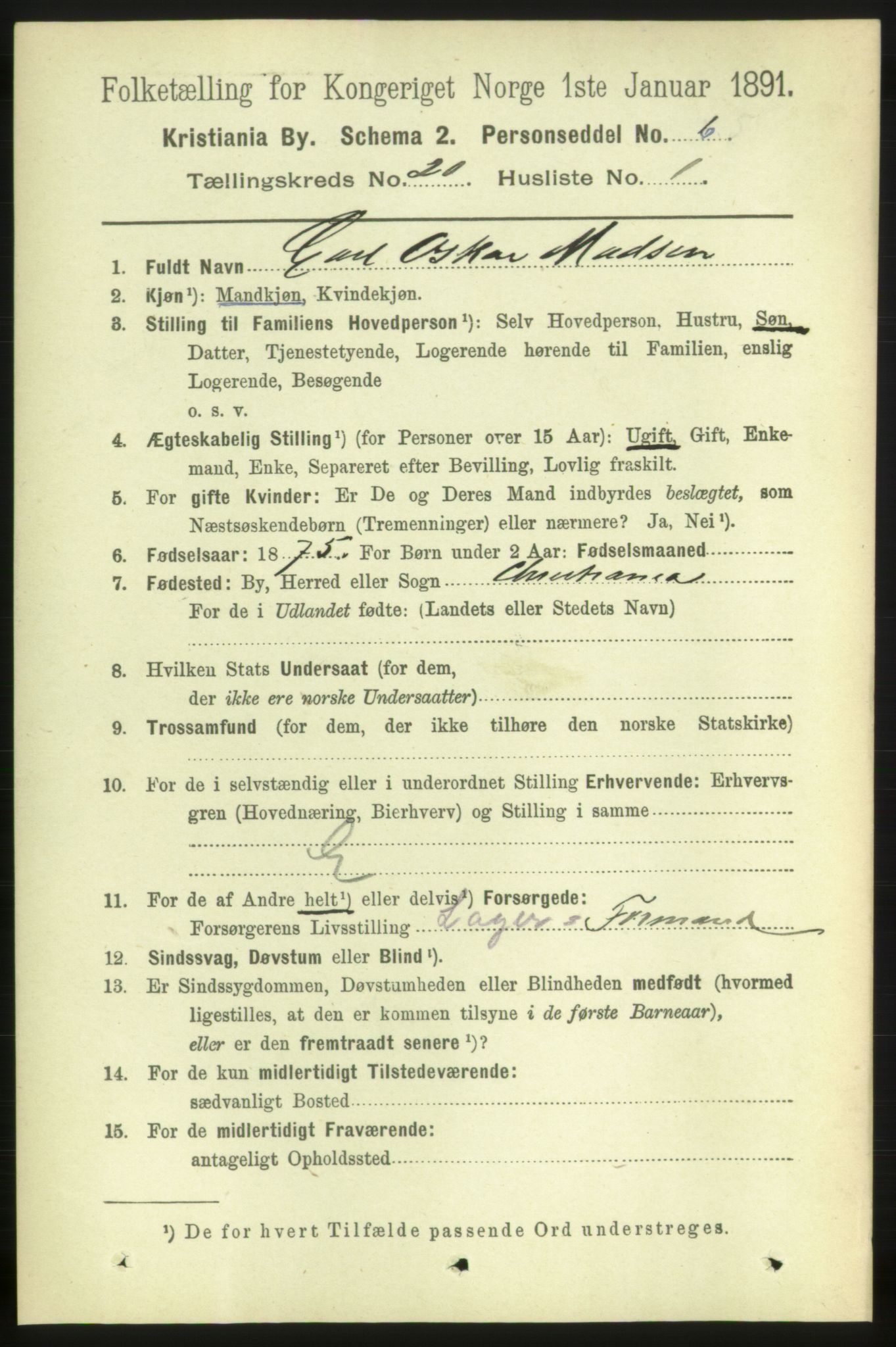 RA, 1891 census for 0301 Kristiania, 1891, p. 9852