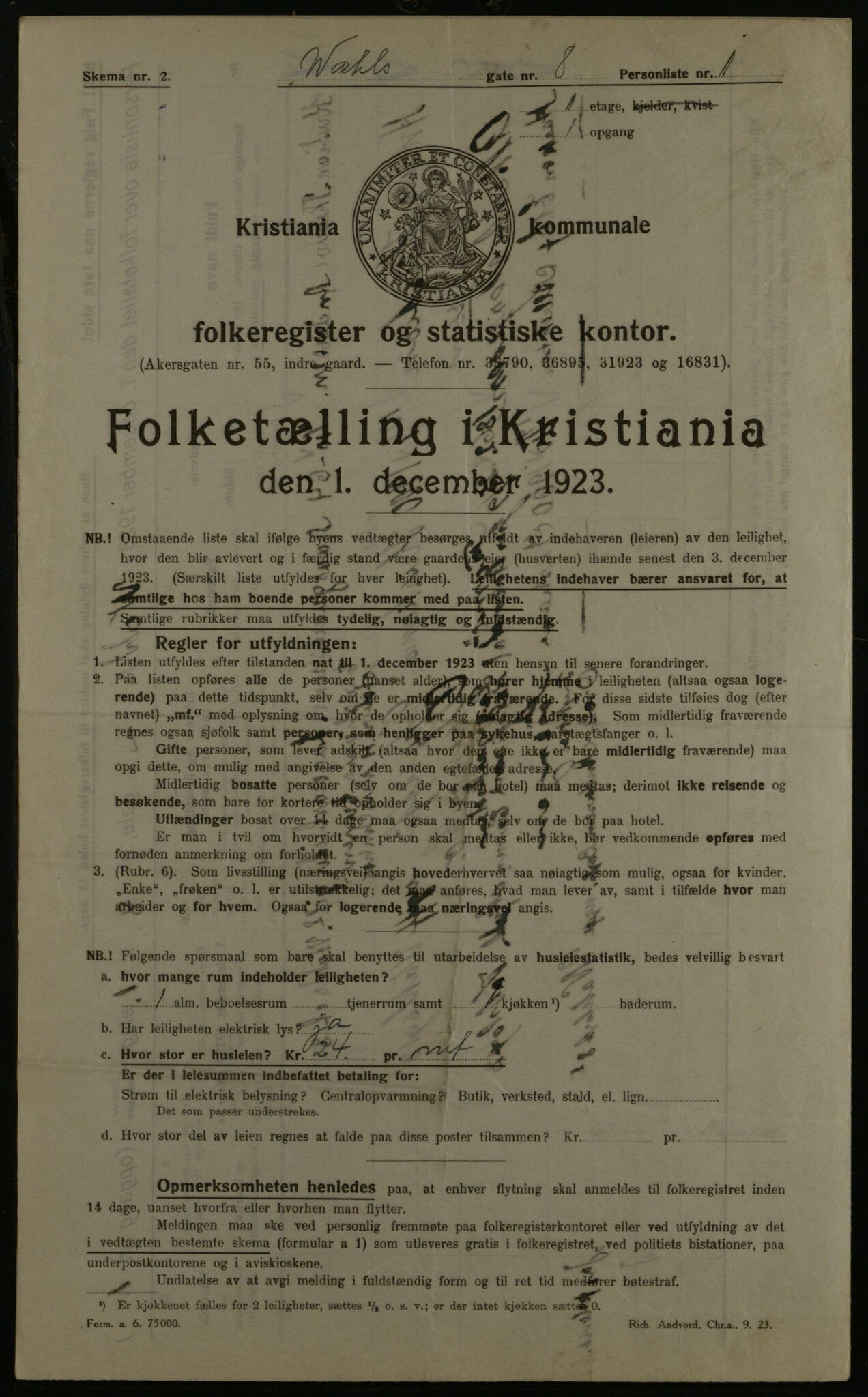 OBA, Municipal Census 1923 for Kristiania, 1923, p. 134338