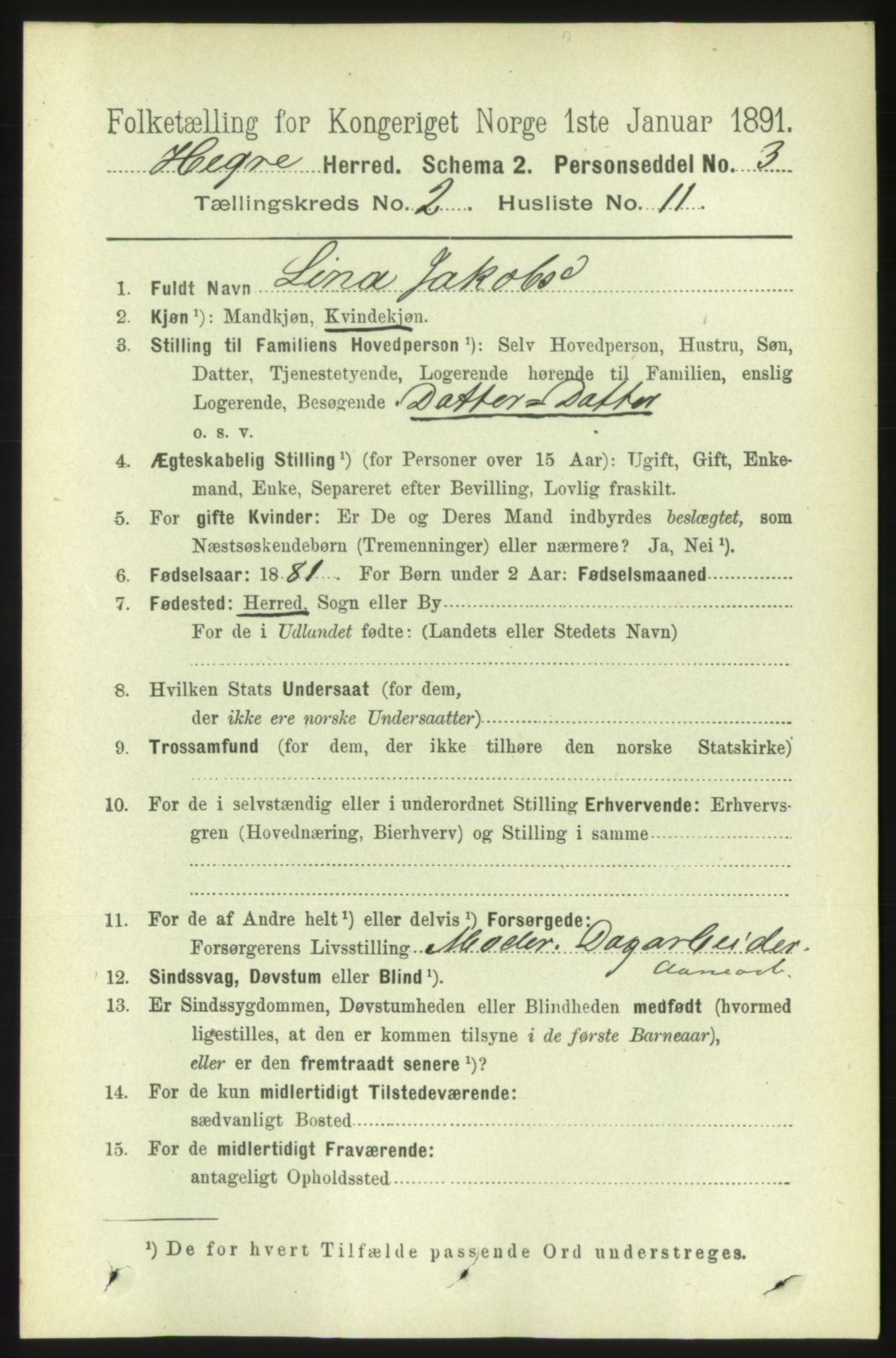 RA, 1891 census for 1712 Hegra, 1891, p. 573