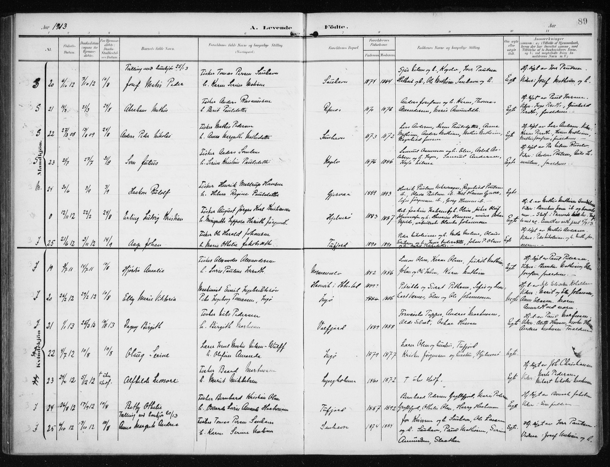 Måsøy sokneprestkontor, AV/SATØ-S-1348/H/Ha/L0009kirke: Parish register (official) no. 9, 1903-1914, p. 89