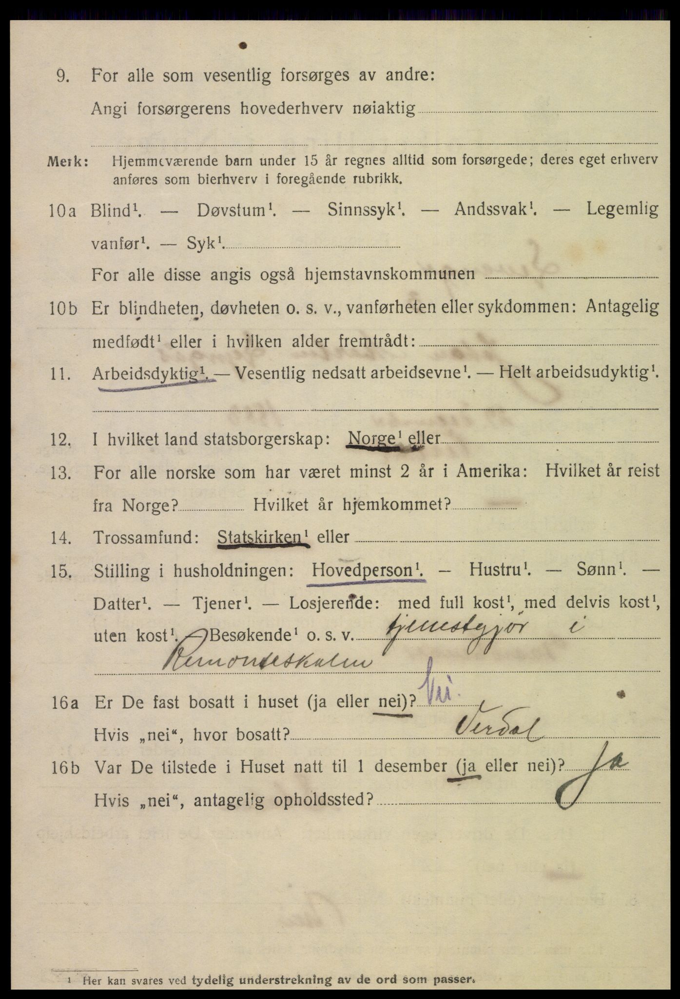 SAT, 1920 census for Levanger town, 1920, p. 2817