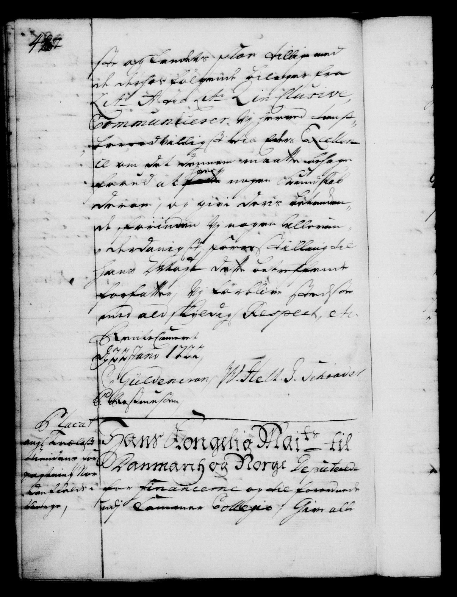 Rentekammeret, Kammerkanselliet, RA/EA-3111/G/Gg/Gga/L0001: Norsk ekspedisjonsprotokoll med register (merket RK 53.1), 1720-1723, p. 484