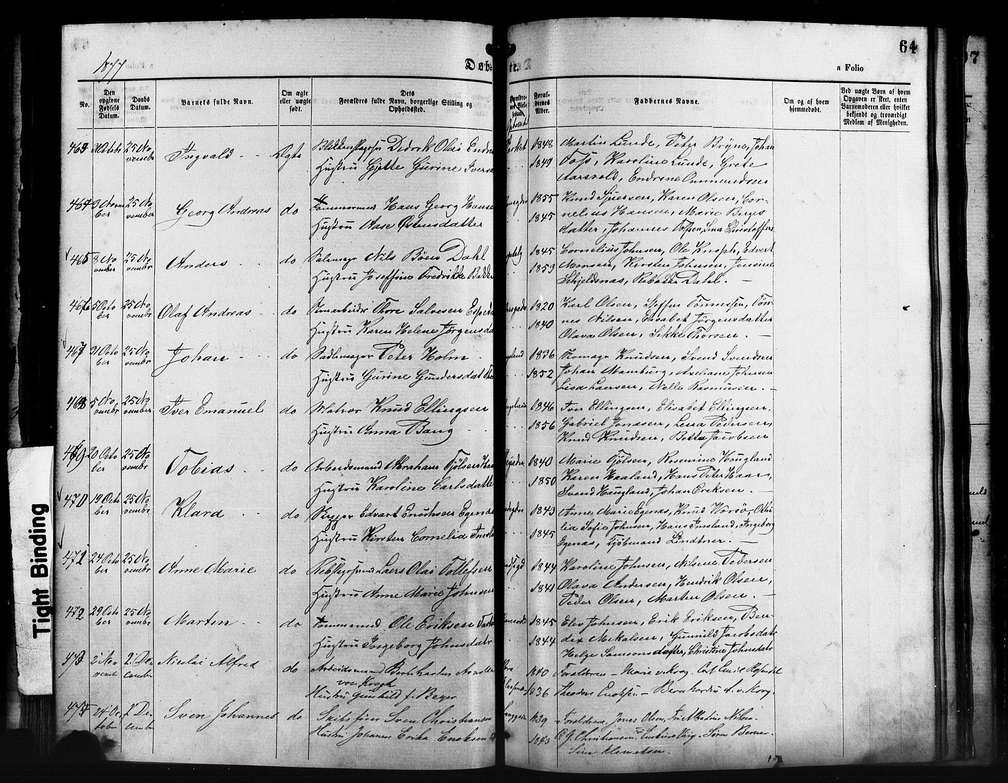 St. Petri sokneprestkontor, AV/SAST-A-101813/001/30/30BA/L0014: Parish register (official) no. A 14, 1876-1879, p. 64