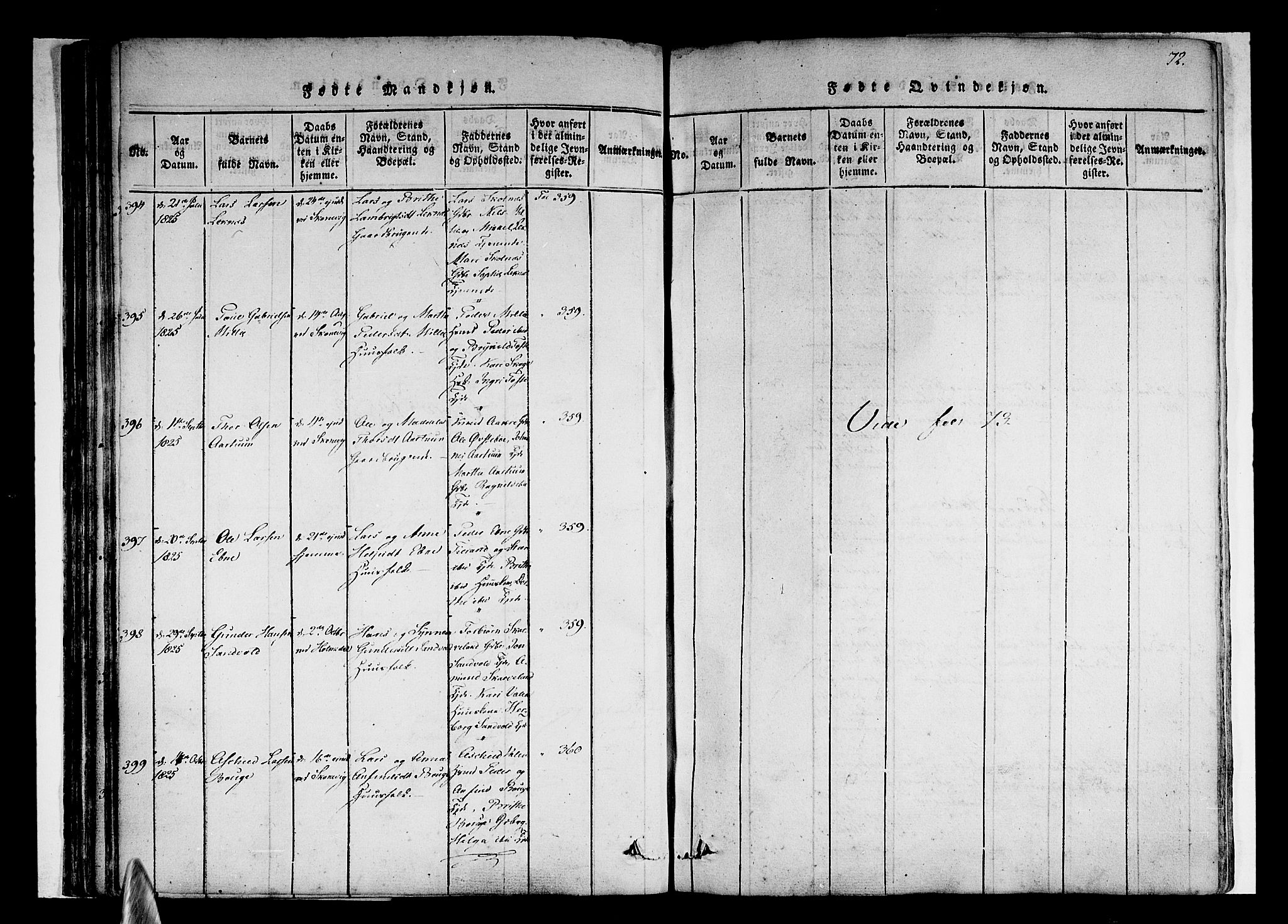 Skånevik sokneprestembete, AV/SAB-A-77801/H/Haa: Parish register (official) no. A 3, 1815-1828, p. 72