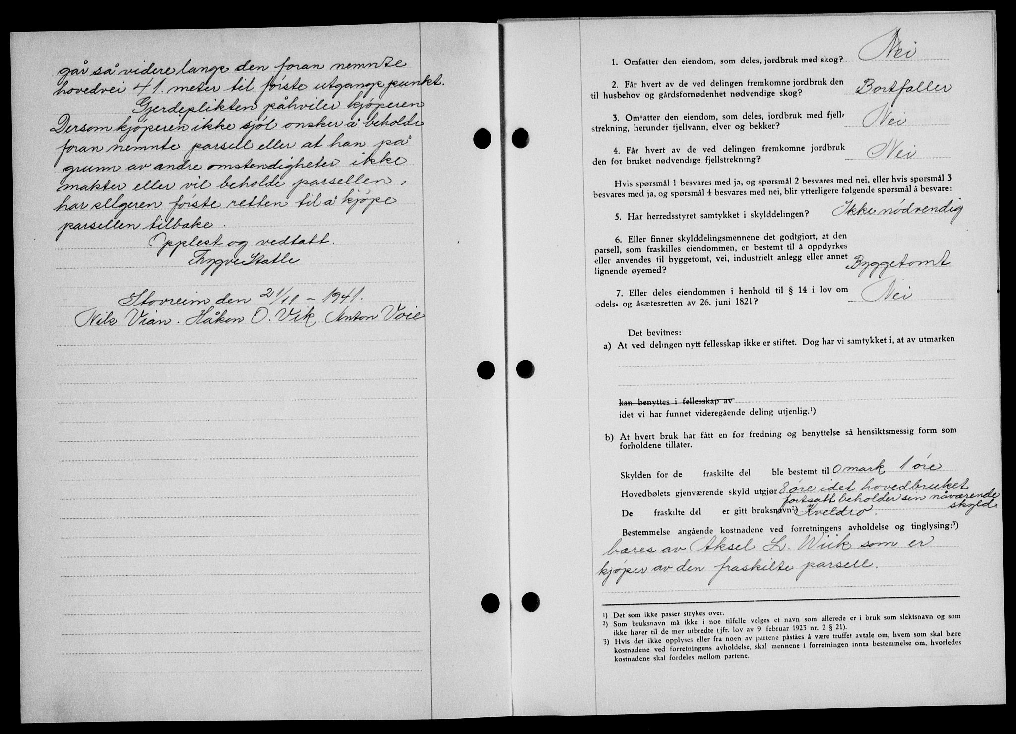 Lofoten sorenskriveri, SAT/A-0017/1/2/2C/L0009a: Mortgage book no. 9a, 1941-1942, Diary no: : 2246/1941