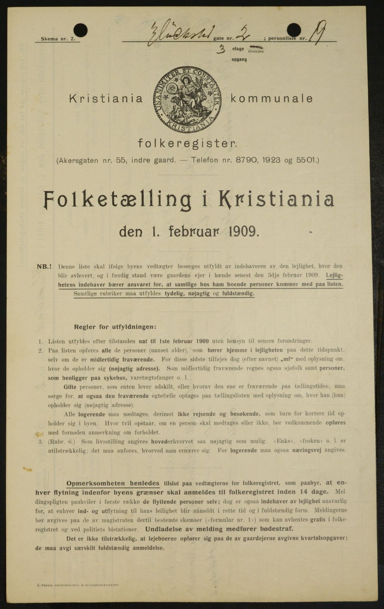 OBA, Municipal Census 1909 for Kristiania, 1909, p. 26673