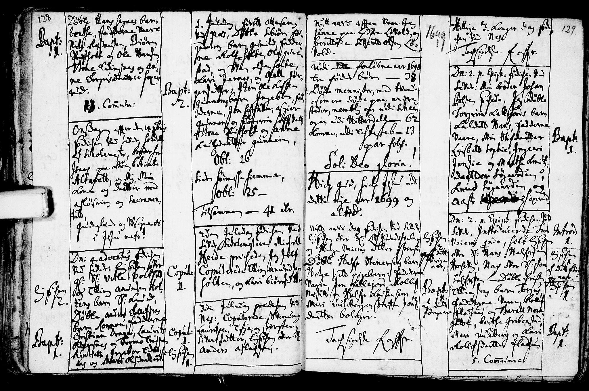 Sauherad kirkebøker, SAKO/A-298/F/Fa/L0002: Parish register (official) no. I 2, 1681-1720, p. 128-129